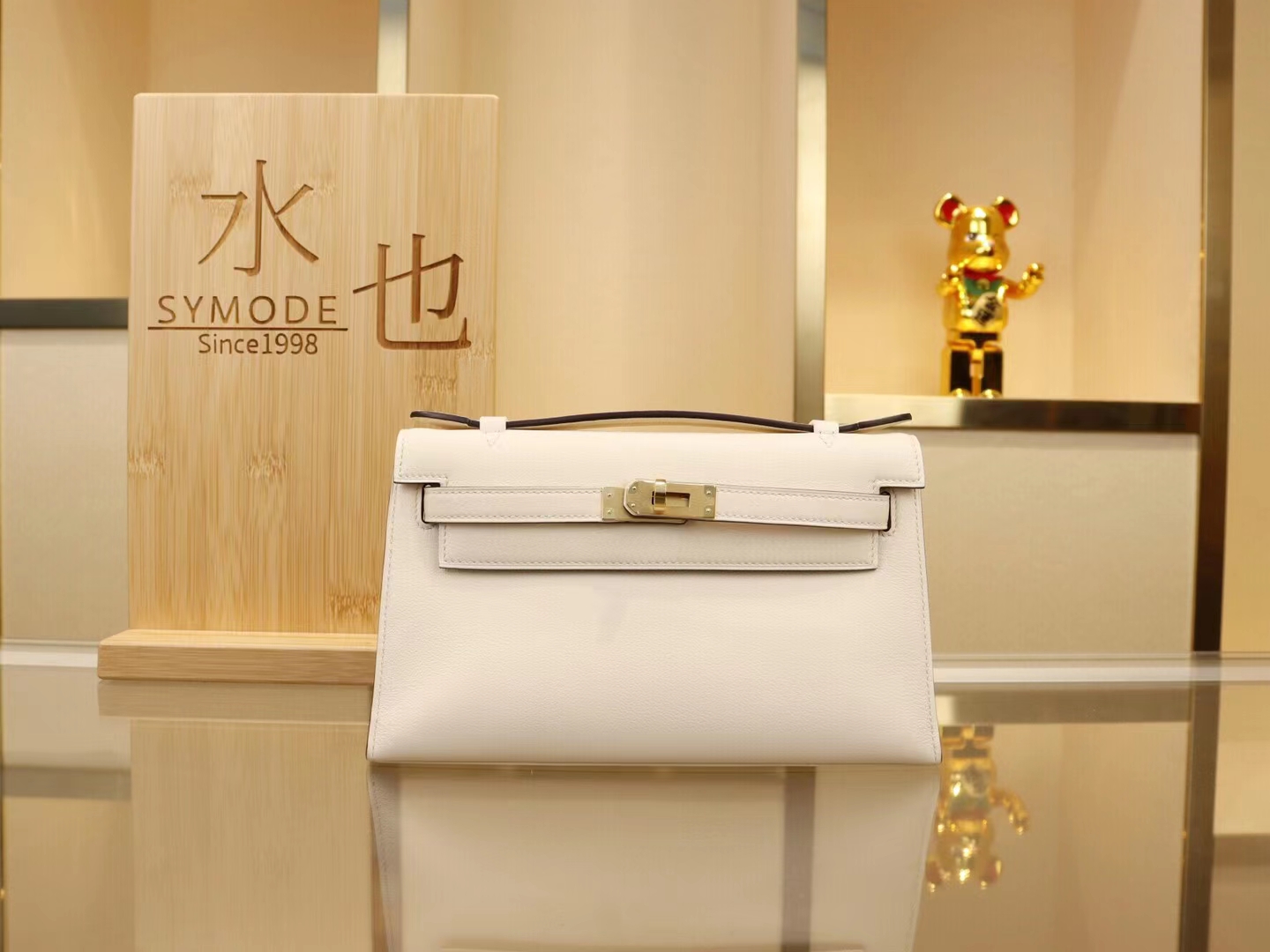 Hermes Mini Kelly 1代 爱马仕I2奶油白Nata Swift牛皮迷你凯莉包 金扣