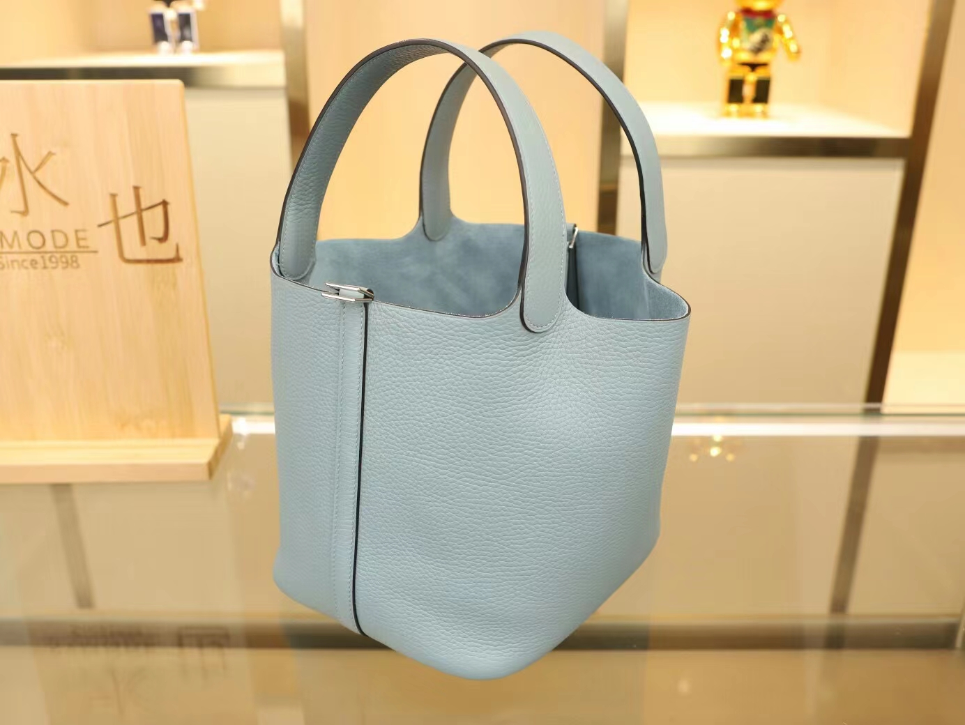 Hermes Picotin Lock18/22CM 爱马仕7G天青色菜篮子包水桶包 银扣