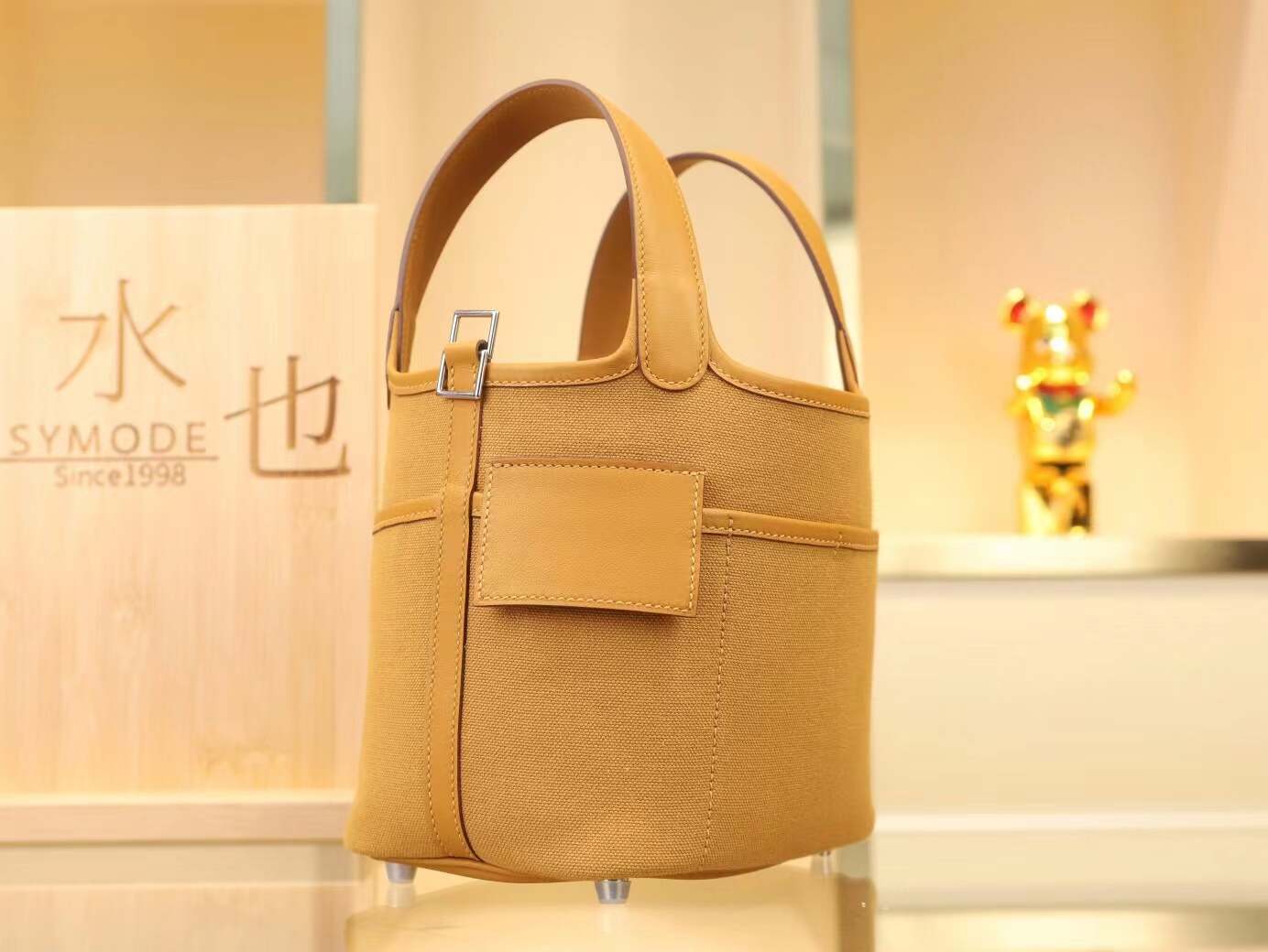 爱马仕包包定制 Hermes Picotin18CM Cargo 2S芝麻色帆布拼牛皮 银扣