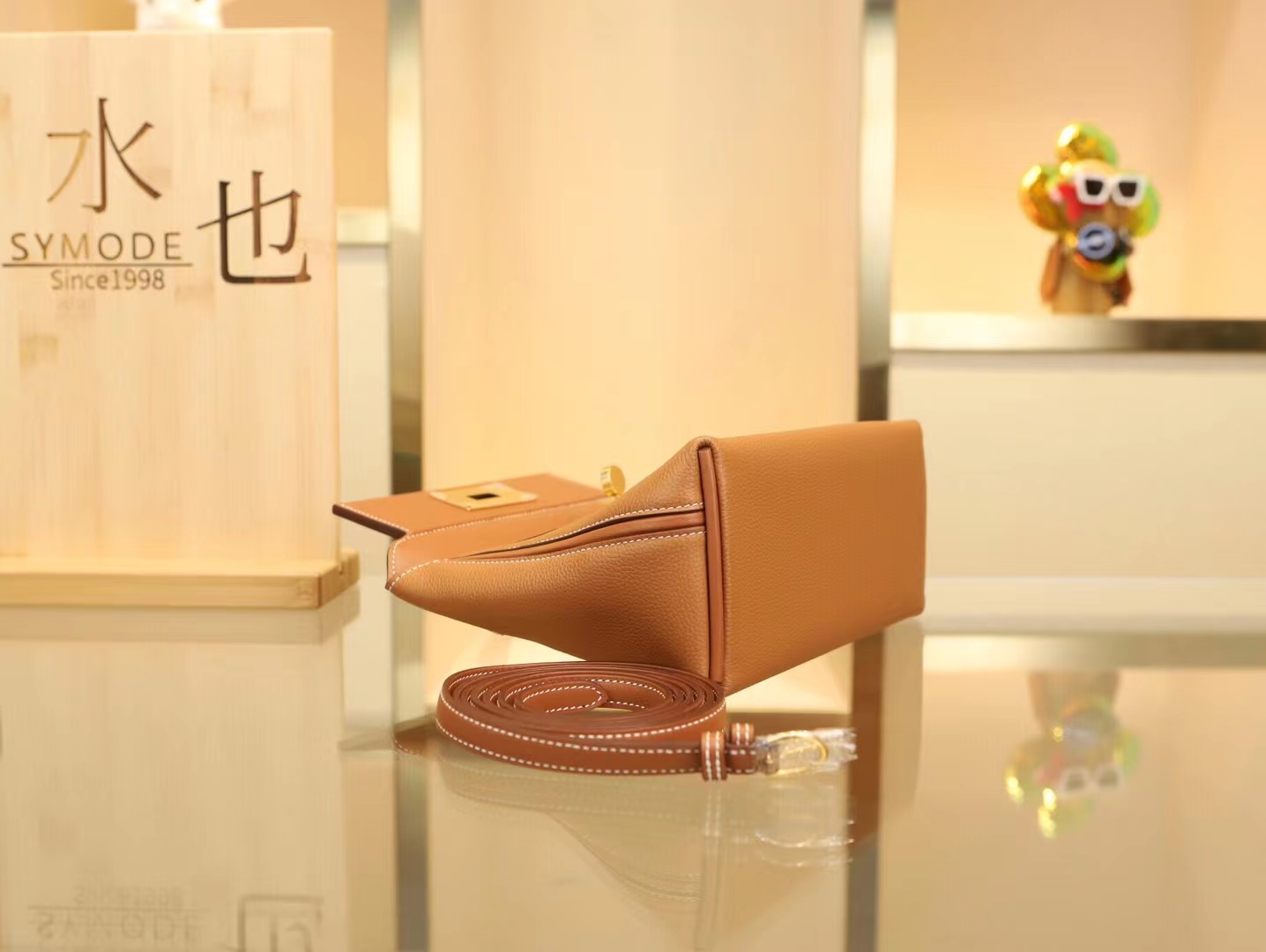 爱马仕女包 Hermes金棕色Evercolor拼Swift皮Mini 2424 银扣/金扣