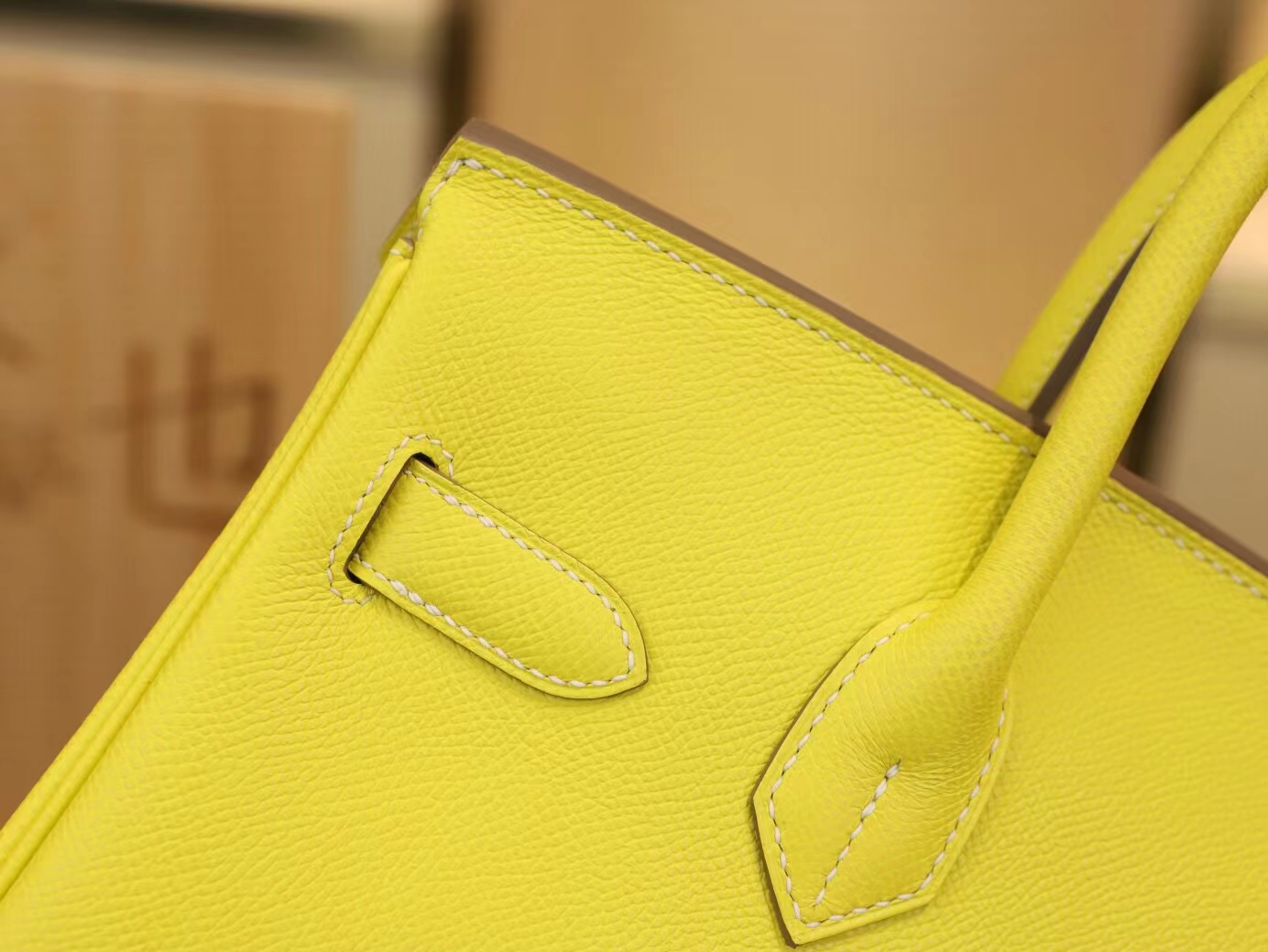 爱马仕拼色铂金包 Hermes 9R柠檬黄内拼80珍珠灰Birkin30CM 银扣