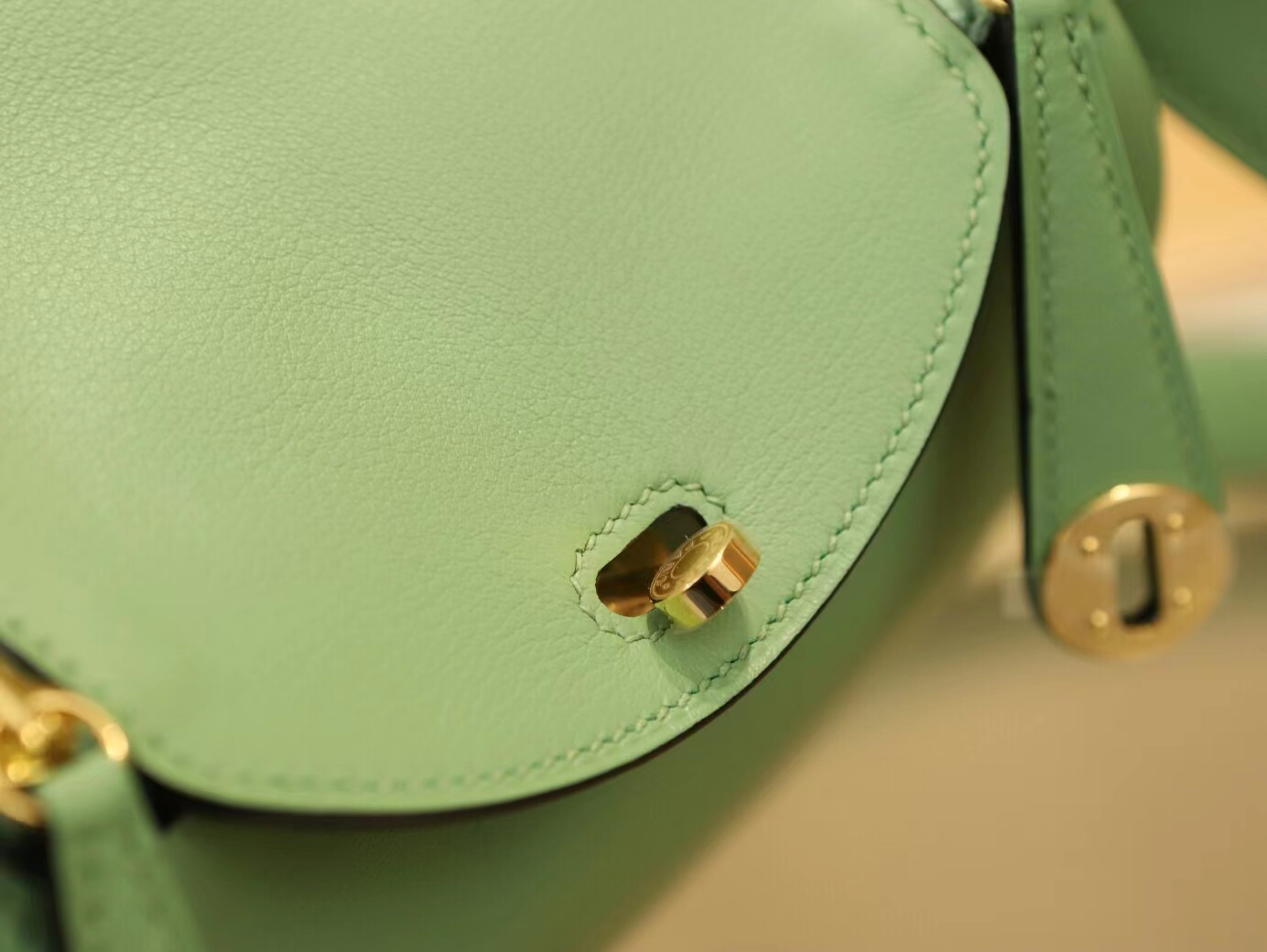 爱马仕迷你琳迪包 Hermes 3i牛油果绿Swift牛皮Mini Lindy19CM 金扣