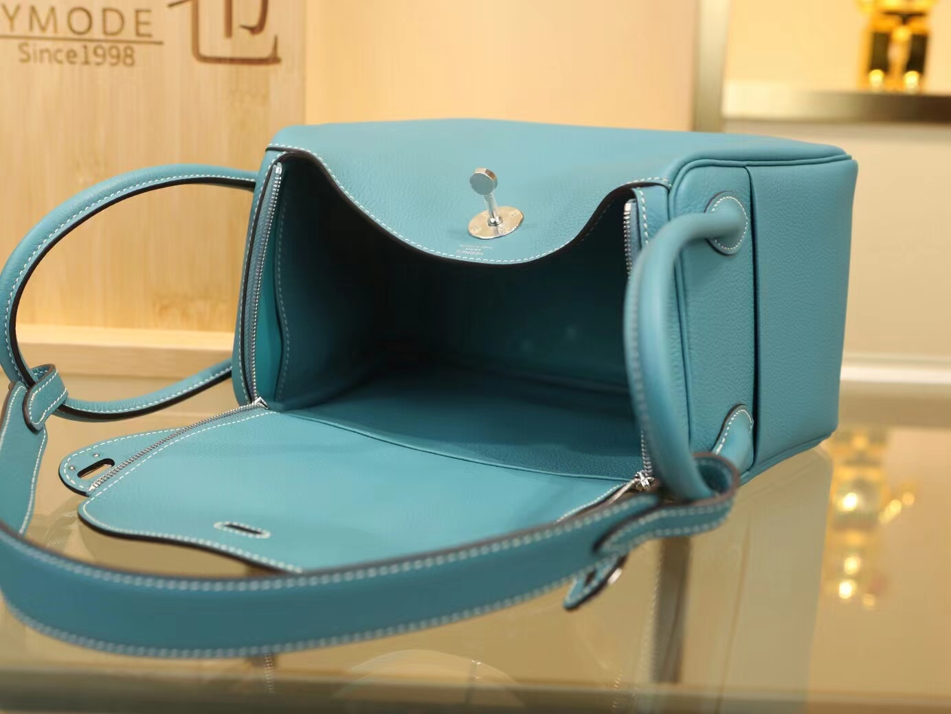 水也名品 Hermes Lindy26CM/30CM 爱马仕CC75牛仔蓝TC牛皮琳迪包 银扣