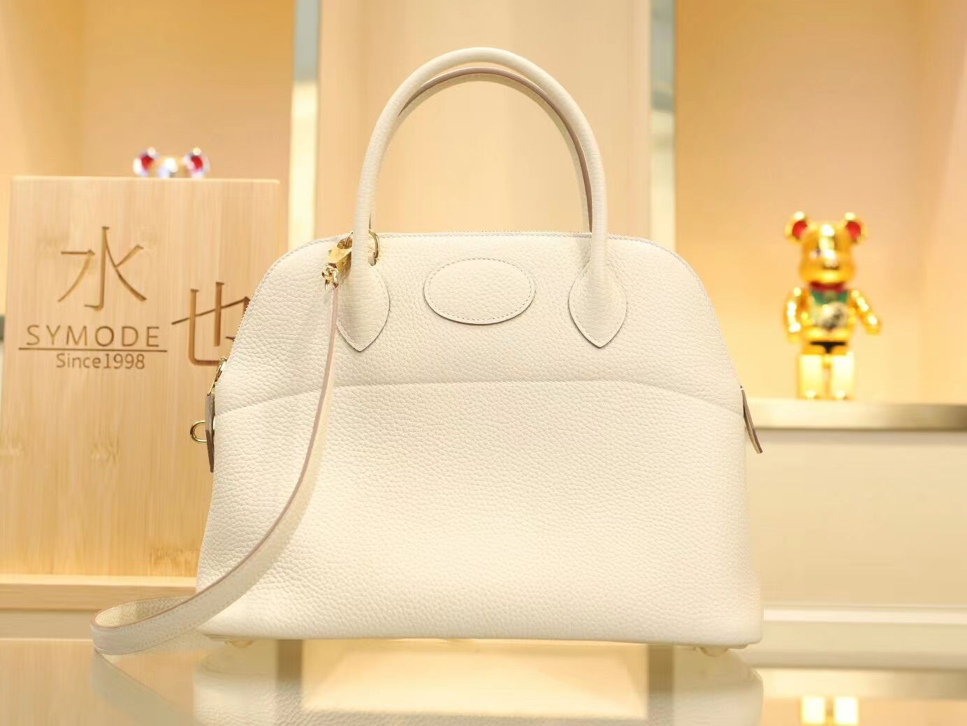 爱马仕女包批发 Hermes bolide 31CM TC牛皮奶昔白CC10保龄包 金扣
