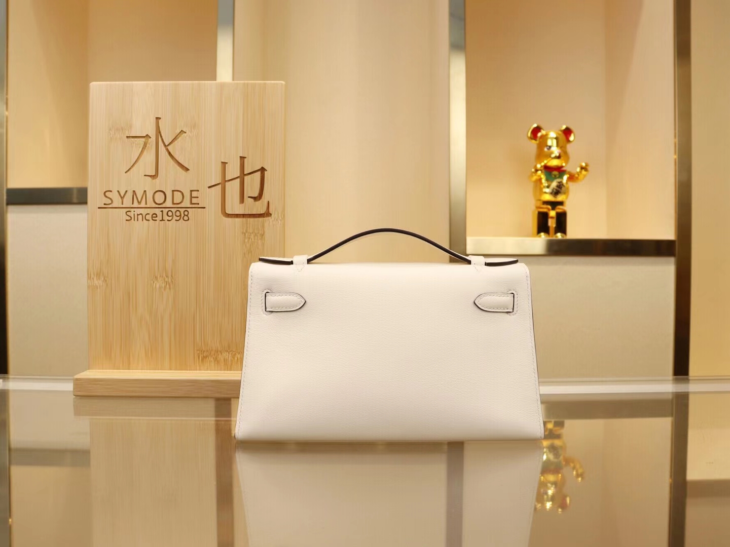 Hermes Mini Kelly 1代 爱马仕I2奶油白Nata Swift牛皮迷你凯莉包 金扣