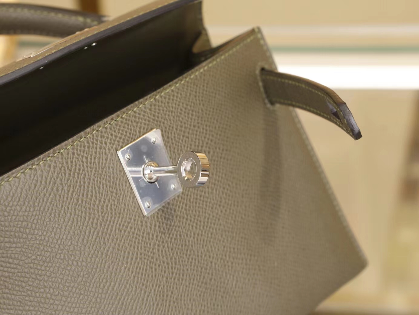 爱马仕二代迷你凯莉包 Hermes mini kelly 2代 V6丛林绿Epsom牛皮 银扣