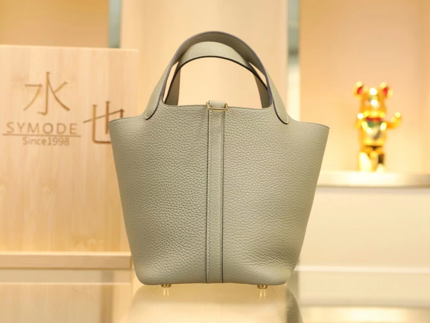 Hermes Picotin Lock18CM 爱马仕Q1鼠尾草绿菜篮子包水桶包 银扣