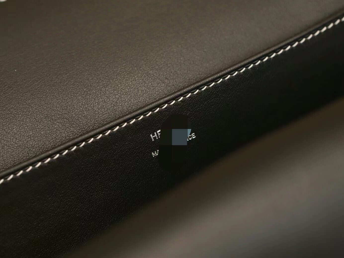 爱马仕包包定制 Hermes Halzan25CM 黑色Swift牛皮白线手提女包