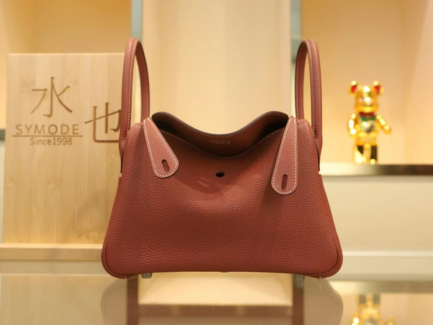 Symode爱马仕女包 Hermes Lindy26CM 4E枫叶棕TC牛皮琳迪包 银扣/金扣