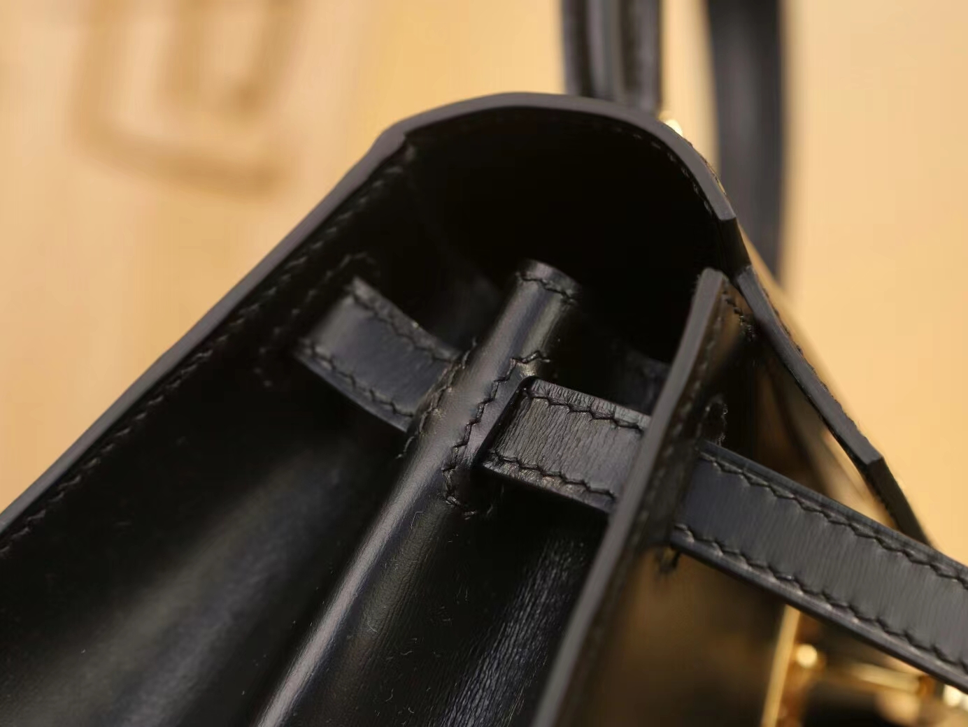 爱马仕大耳朵凯莉包 Hermes Kelly 20CM 89黑色box光面小牛皮 金扣