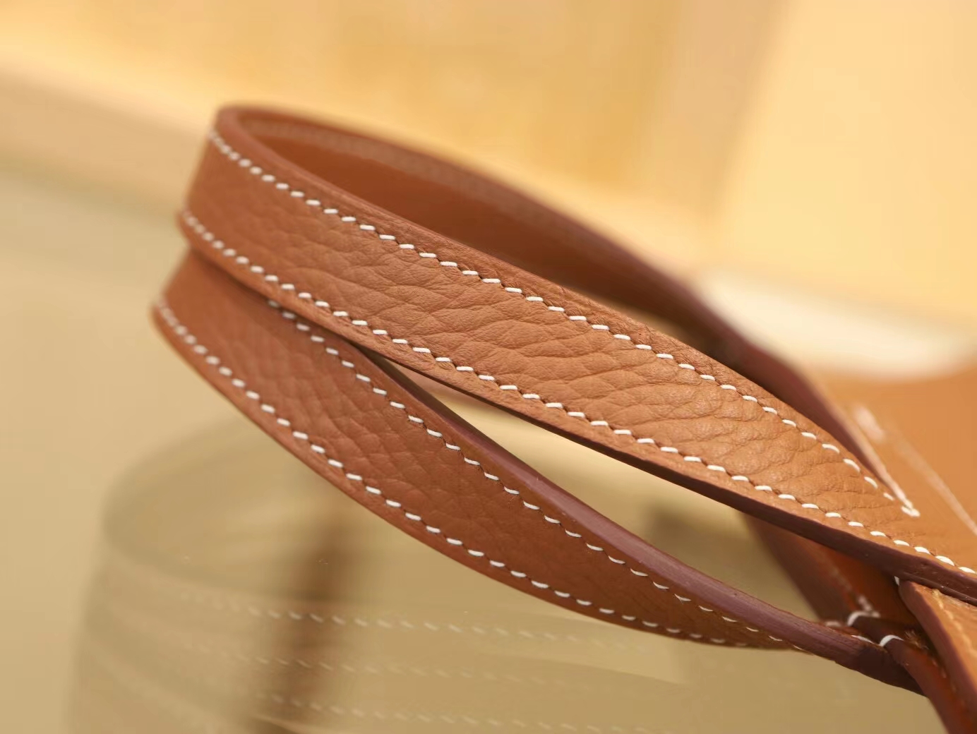 Hermes Halzan25CM 爱马仕金棕色TC牛皮手提单肩斜挎包 金扣