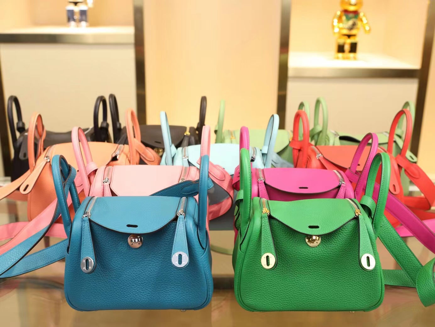 Hermes Mini Lindy19CM 爱马仕L3玫瑰紫Swift小牛皮迷你琳迪包 银扣