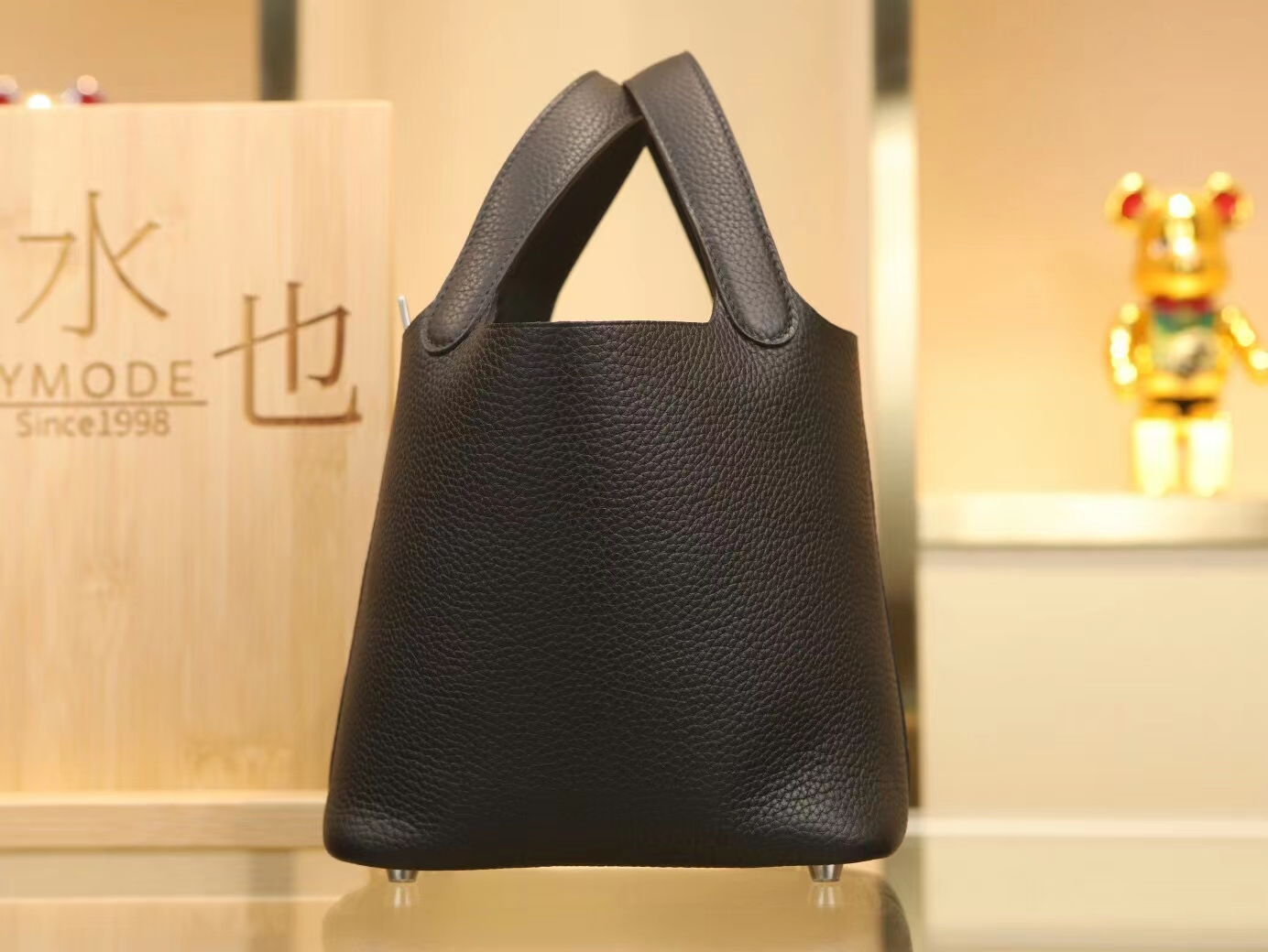 爱马仕菜篮子包 Hermes Picotin Lock18/22CM 89黑色TC皮 银扣/金扣