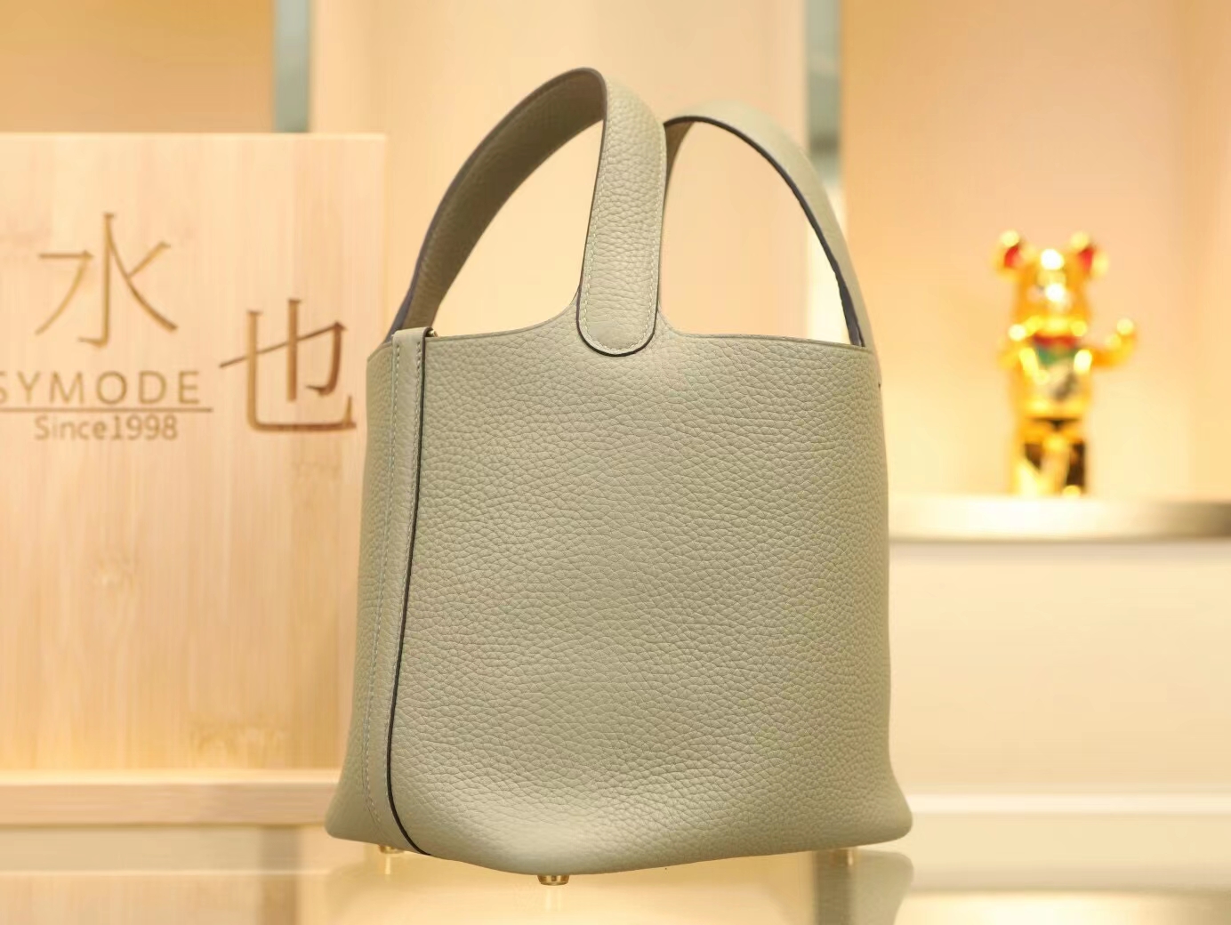 Hermes Picotin Lock18CM 爱马仕Q1鼠尾草绿菜篮子包水桶包 银扣