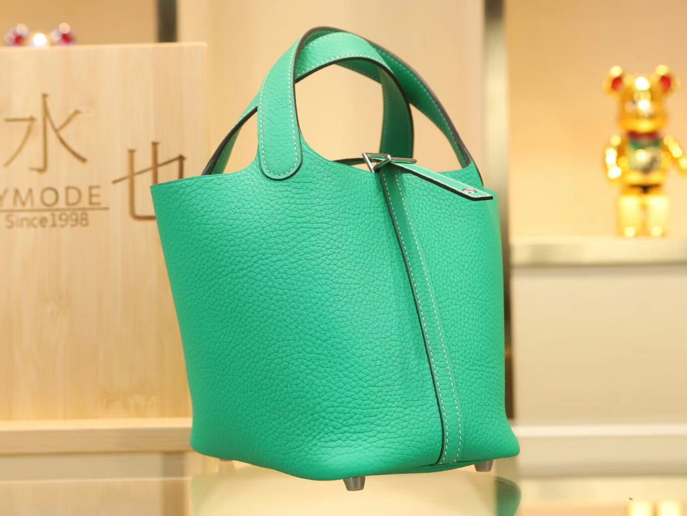 爱马仕菜篮子包Hermes Picotin Lock18CM 6W薄荷绿TC牛皮水桶包