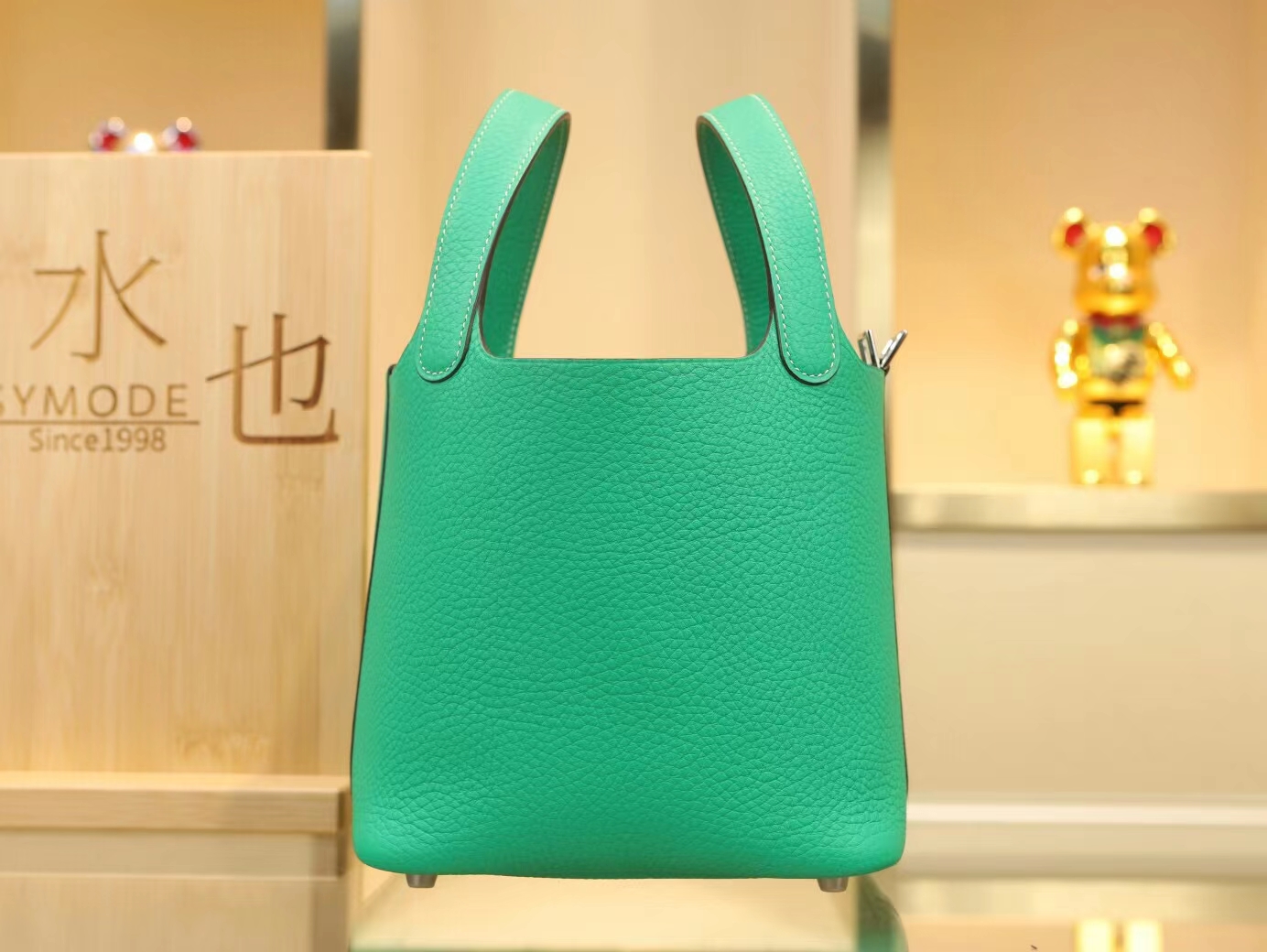 爱马仕菜篮子包Hermes Picotin Lock18CM 6W薄荷绿TC牛皮水桶包