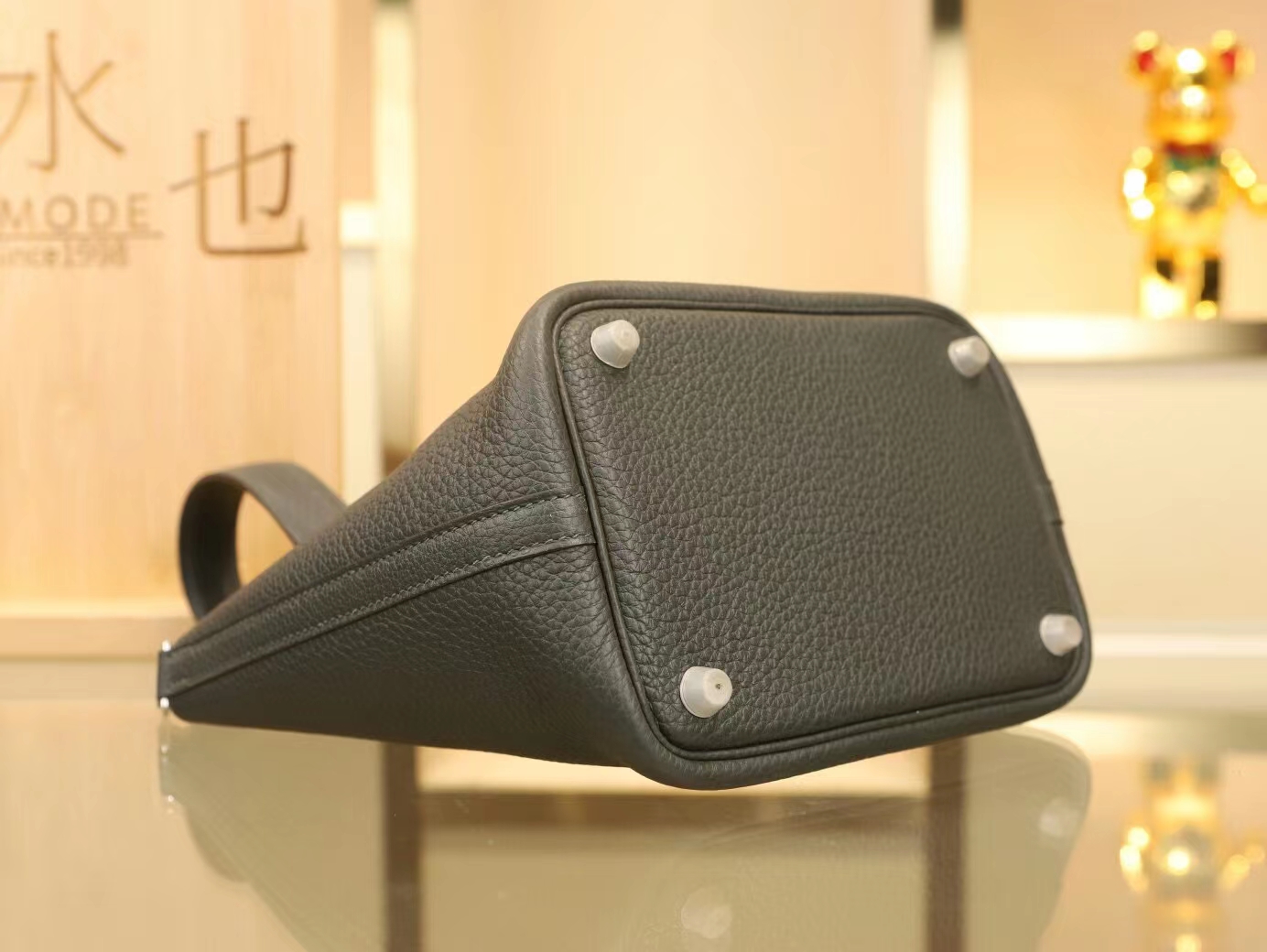 Hermes Picotin Lock18/22CM 爱马仕6O柏树绿TC皮菜篮子包水桶包 银扣