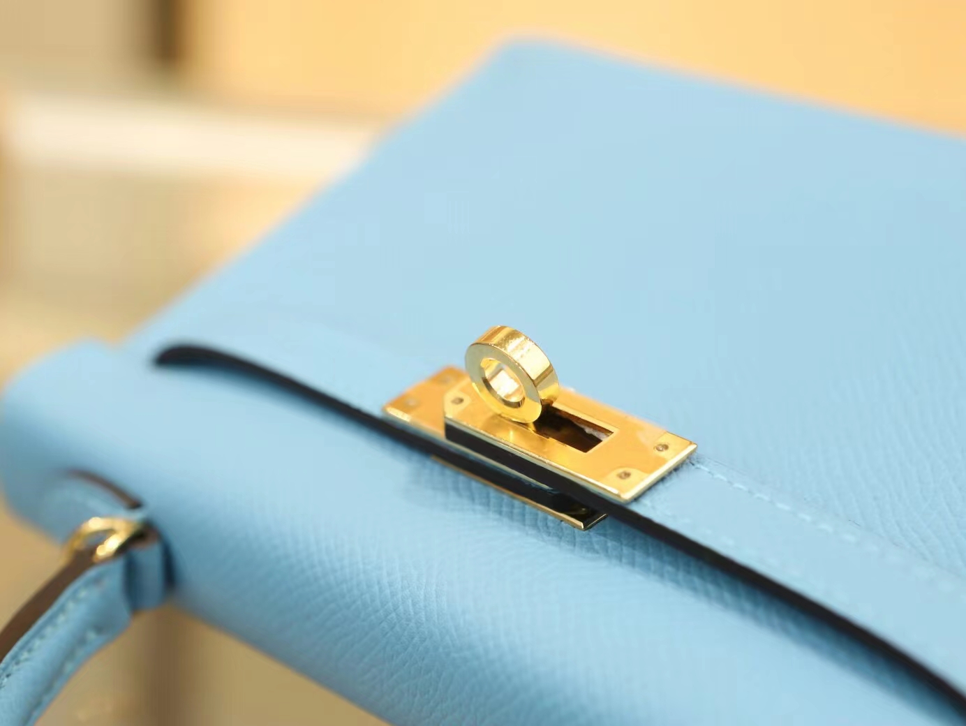 水也名品 Hermes爱马仕P3北方蓝Epsom皮Mini Kelly19CM迷你凯莉包二代