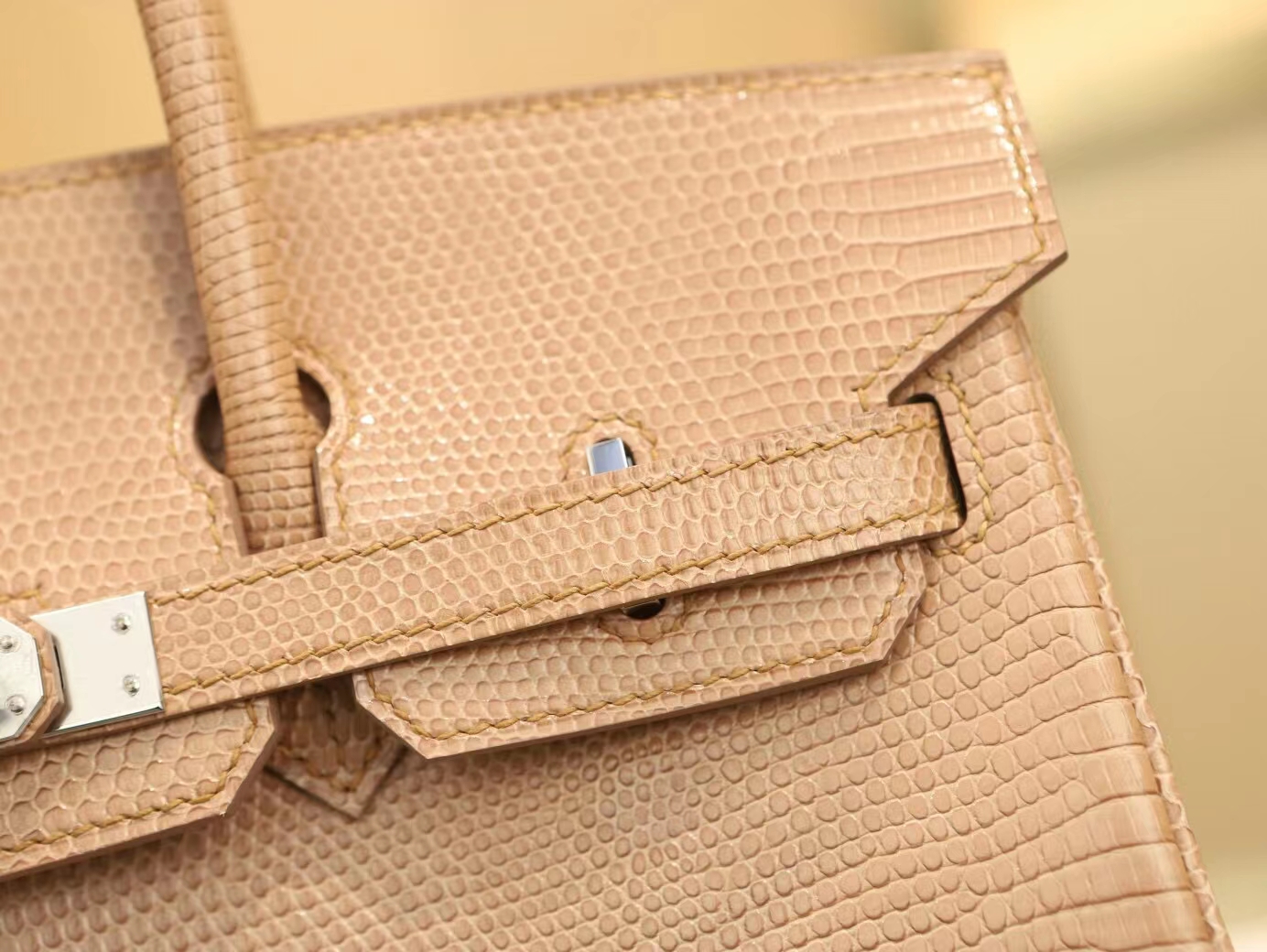 爱马仕包包定制 Hermes CC17灰褐色蜥蜴皮铂金包Birkin25CM 银扣