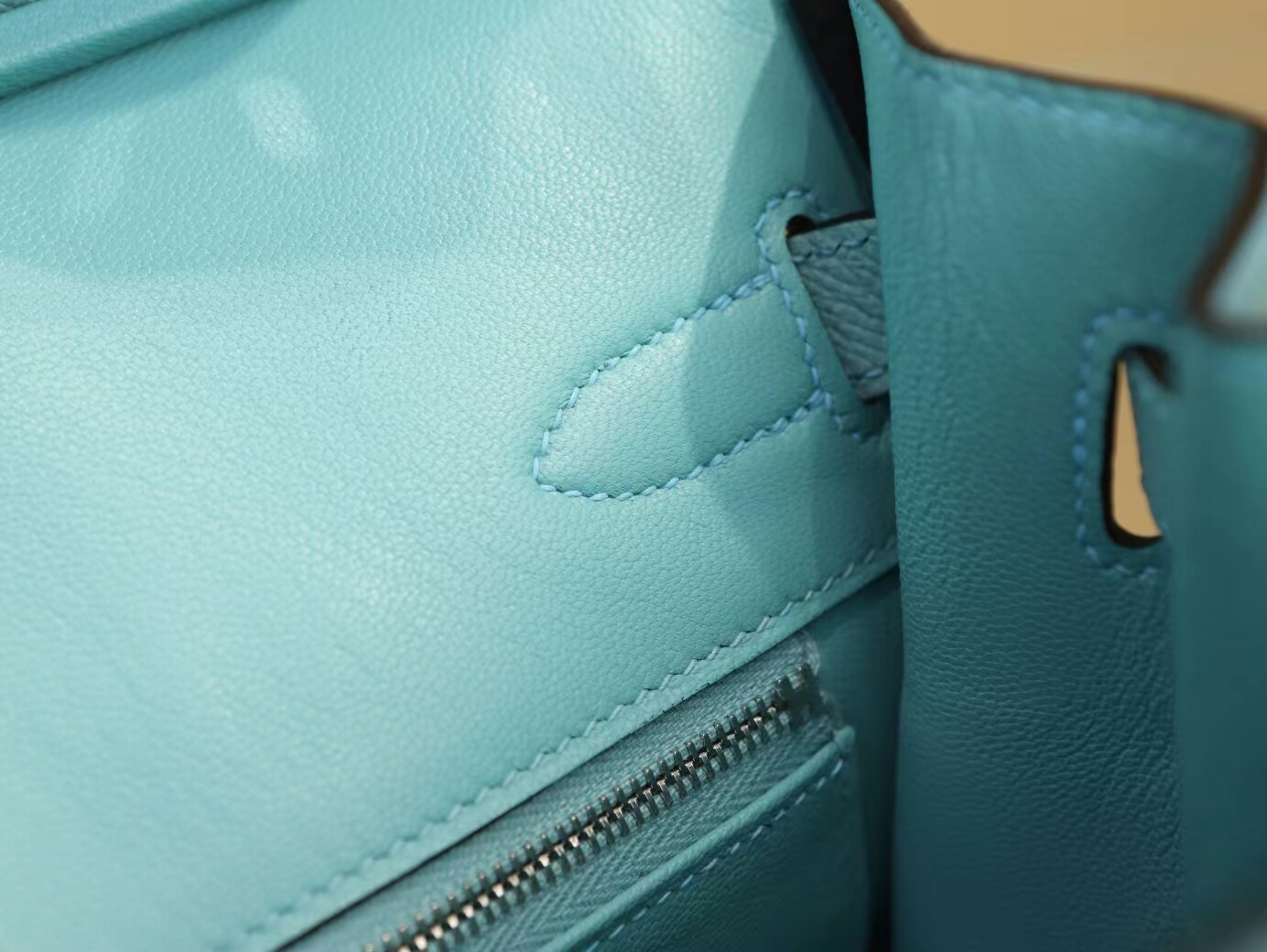 Hermes Birkin30CM 爱马仕3Z圣西尔蓝Epsom皮铂金包 银扣/金扣