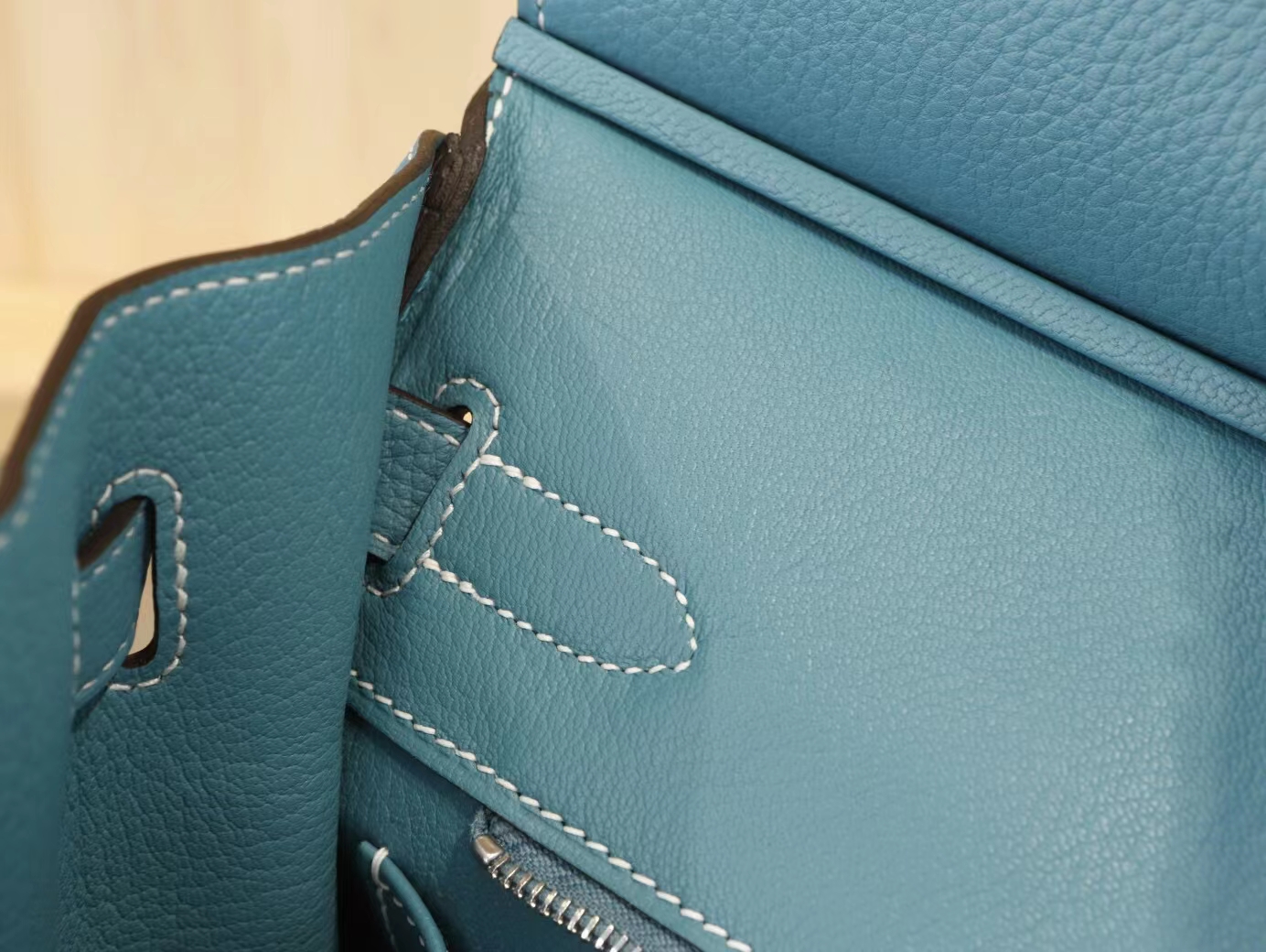 爱马仕铂金包价格 Hermes Birkin30CM CC75牛仔蓝Togo牛皮 金银扣