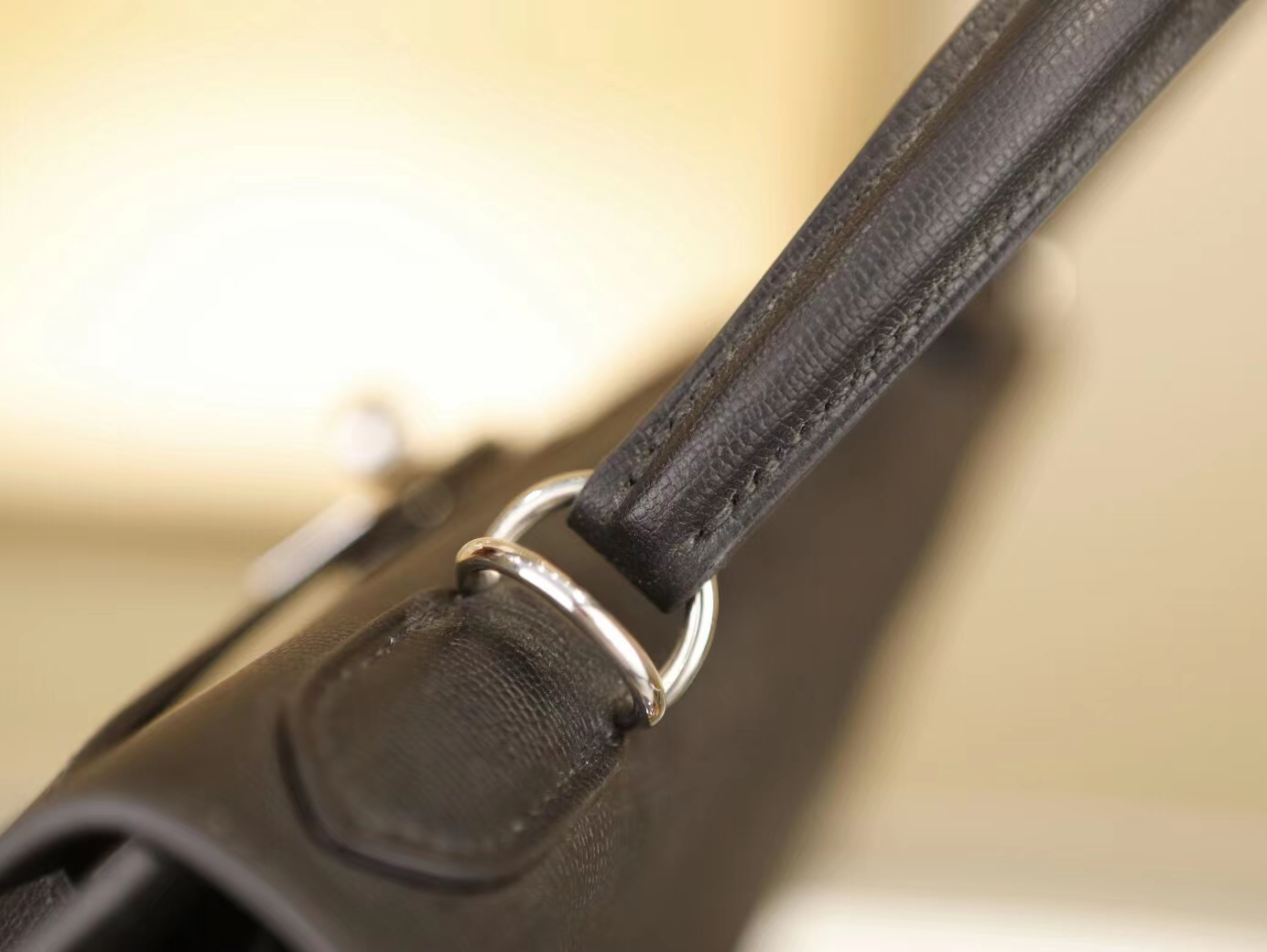 Hermes手袋 Hermes Kelly28CM新皮种monsieur皮黑色凯莉包 银扣