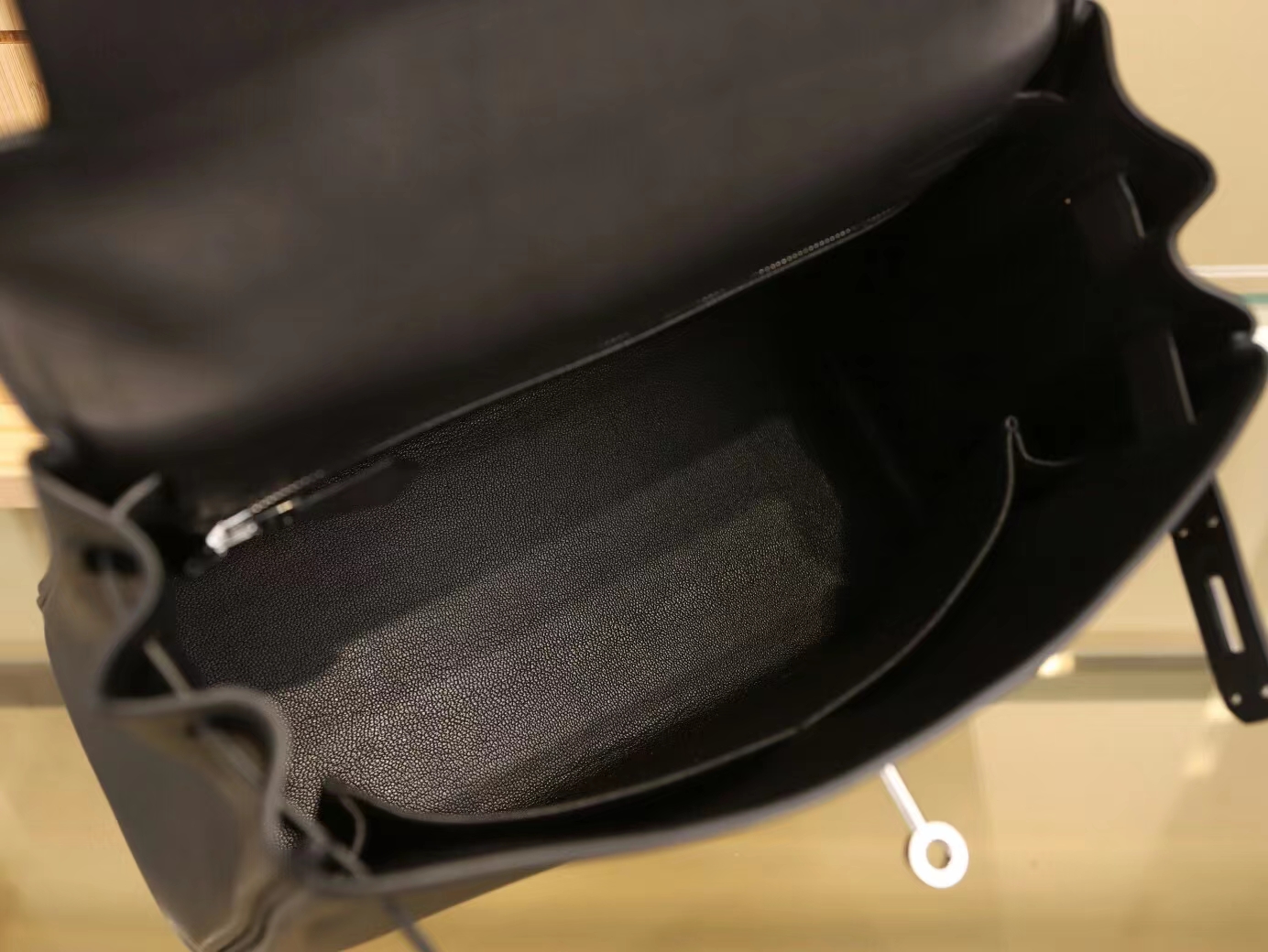 Hermes Kelly28M 爱马仕89黑色马鞍皮单环凯莉包手提女包 内缝