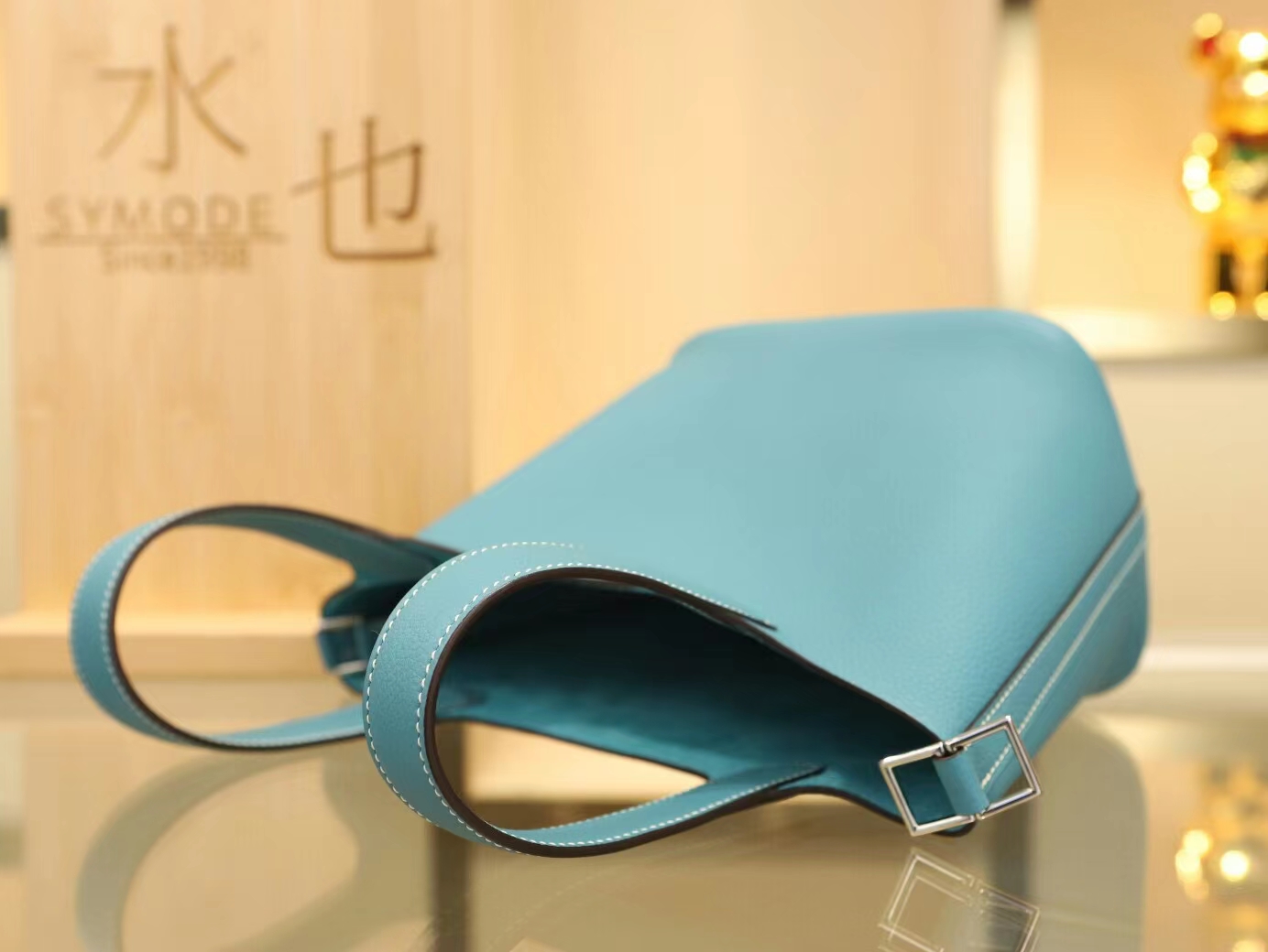 Hermes Picotin Lock18/22CM 爱马仕75牛仔蓝TC皮菜篮子包 银扣