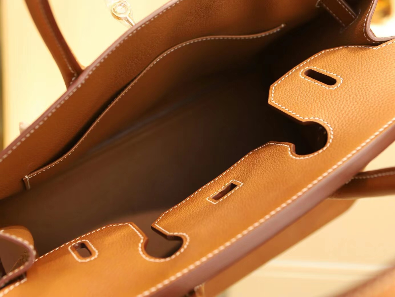 爱马仕包包货源 Hermes CK34焦糖棕福宝马鞍皮铂金包Birkin25CM/30CM