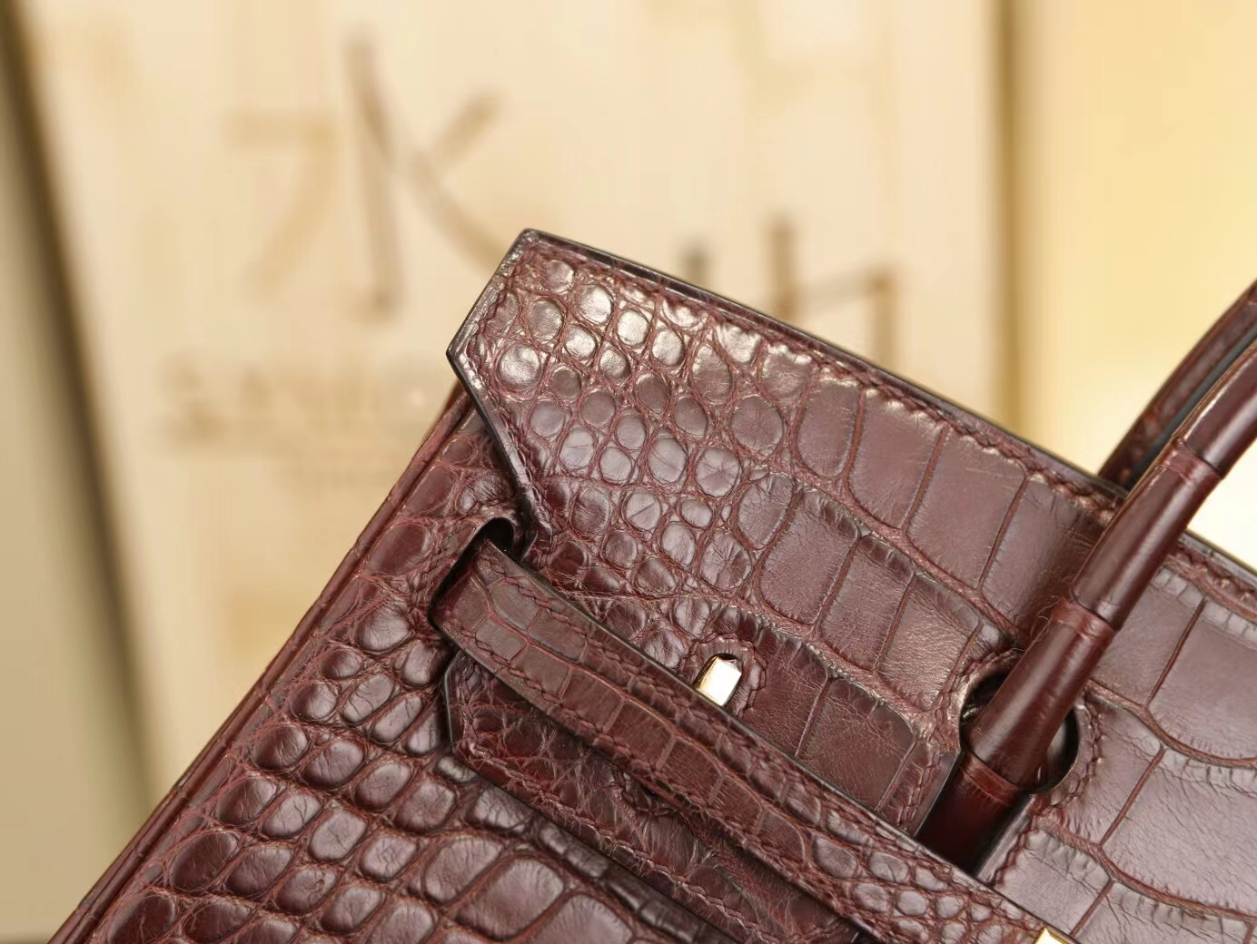 Hermes Birkin25CM 爱马仕CK57波尔多酒红 雾面倒v野生鳄鱼皮铂金包 金扣