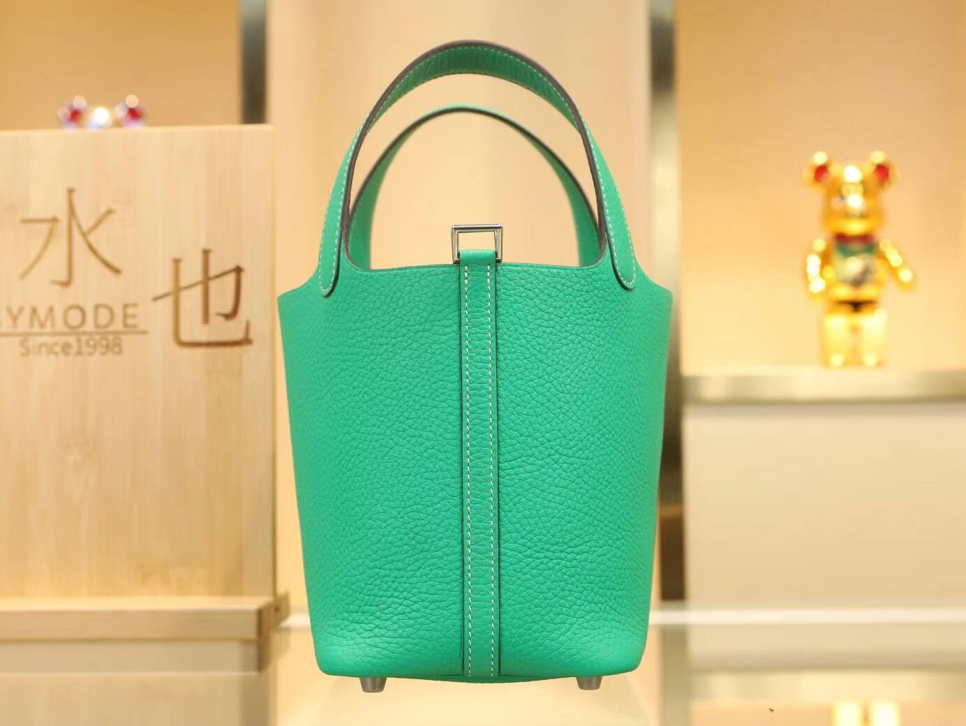 爱马仕菜篮子包Hermes Picotin Lock18CM 6W薄荷绿TC牛皮水桶包