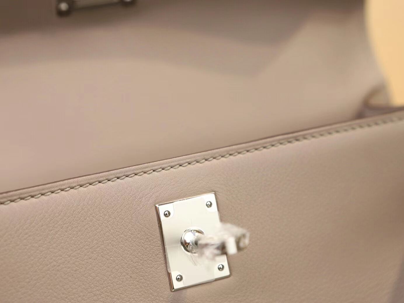 爱马仕迷你凯莉包1代 Hermes M8沥青灰Swift牛皮kelly pochette 银扣