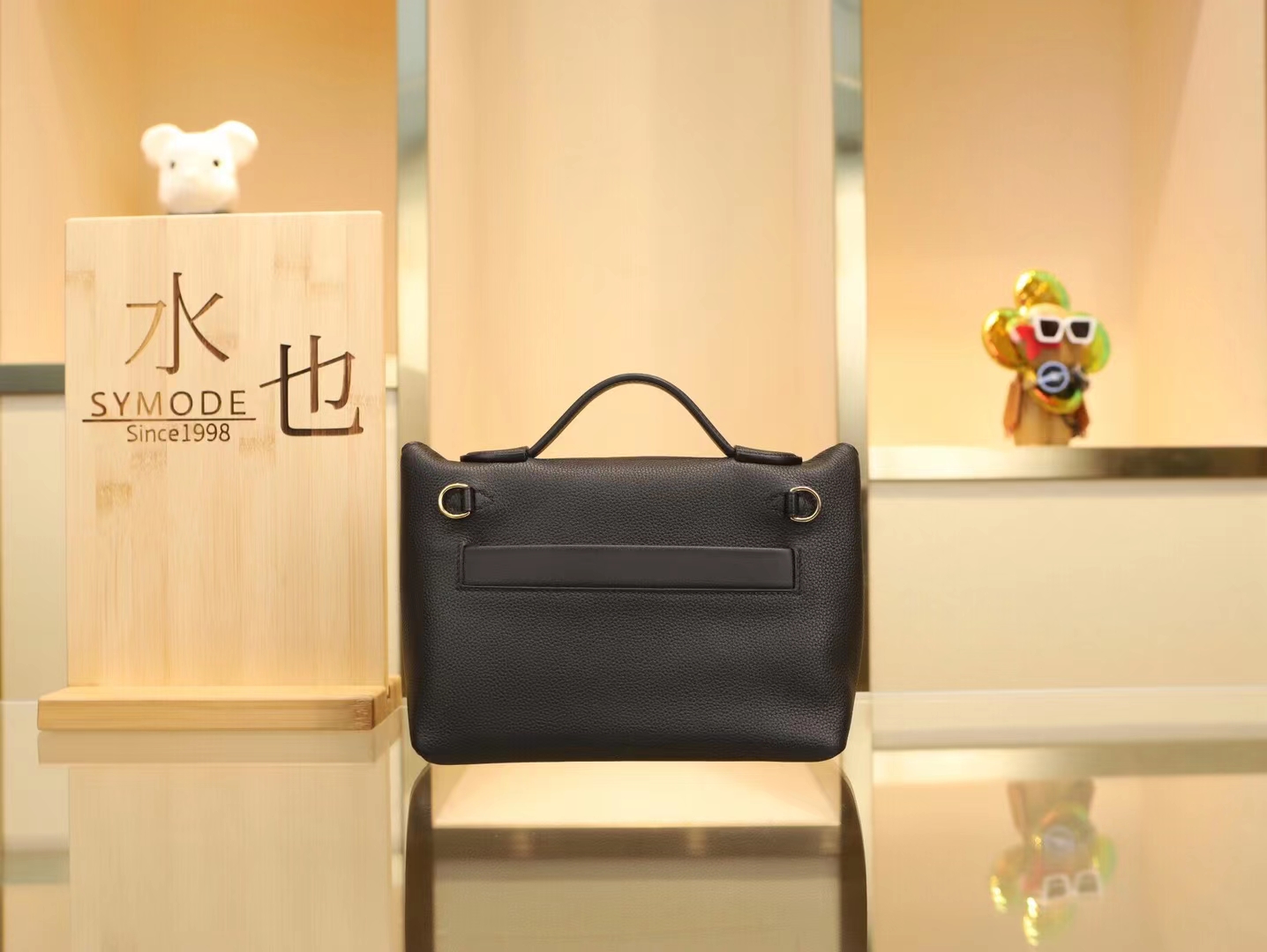 Hermes爱马仕89黑色Nior Evercolor拼Swift皮Mini 2424 银扣/金扣