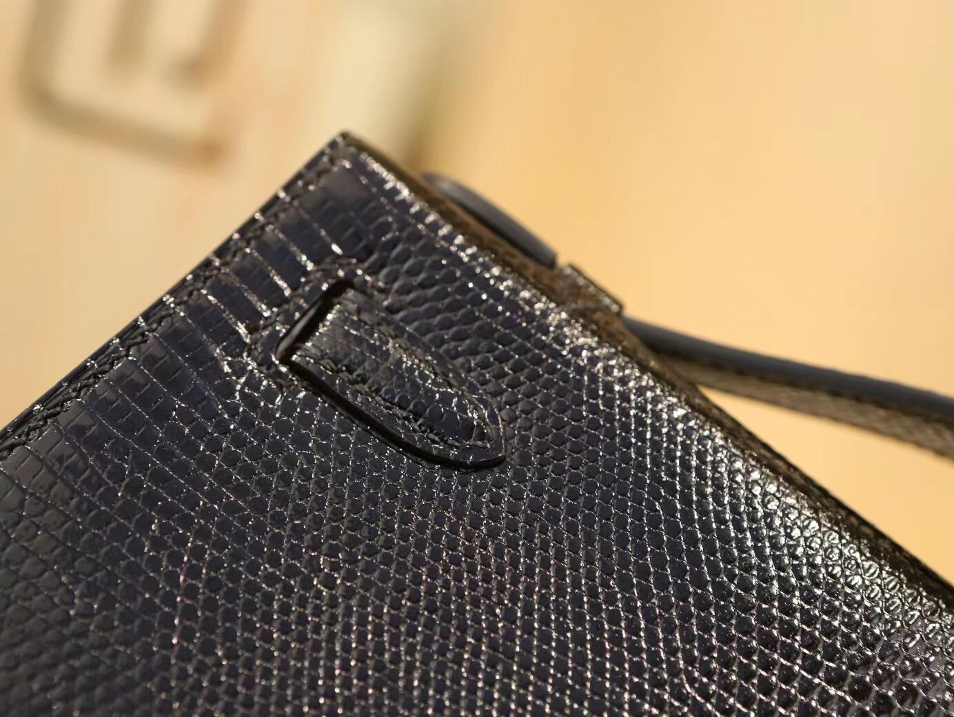 Hermes Mini Kelly Pochette1代 22cm 爱马仕黑色蜥蜴皮迷你凯莉包 银扣
