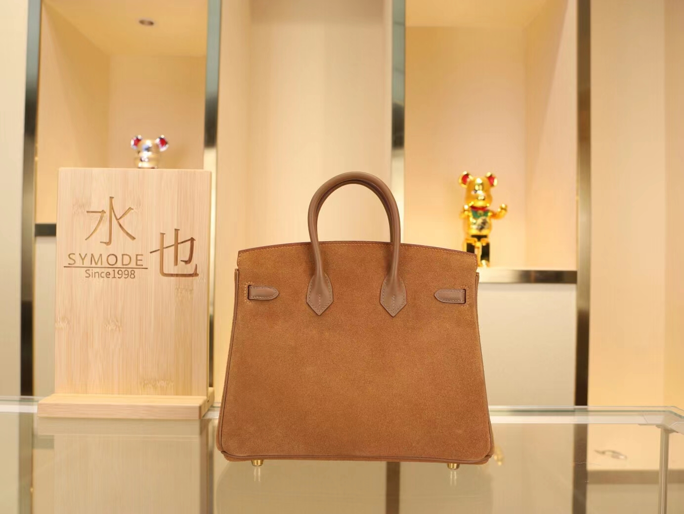 爱马仕新款铂金包 Hermes Swift皮拼grizzly麂皮3g栗子色 Birkin25CM