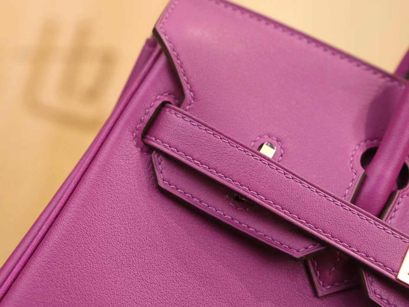 Hermes Birkin25CM 爱马仕女包P9海葵紫Swift牛皮铂金包 金扣