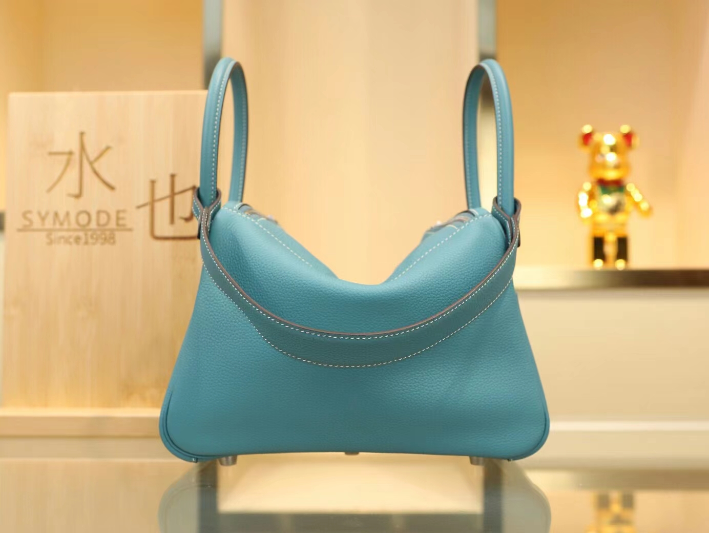 水也名品 Hermes Lindy26CM/30CM 爱马仕CC75牛仔蓝TC牛皮琳迪包 银扣