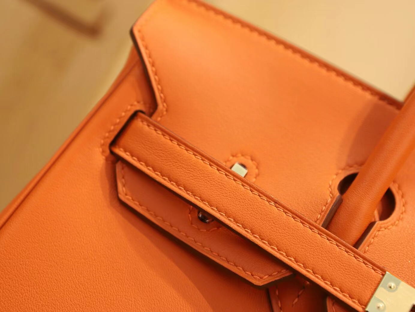Hermes Birkin25CM 爱马仕CK93橙色Swift小牛皮铂金包 金扣