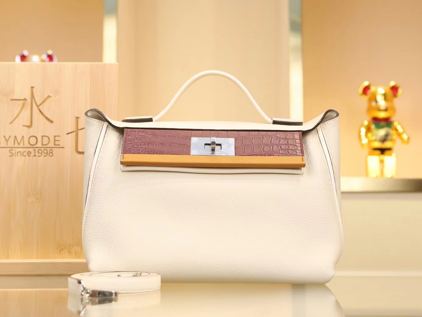 爱马仕Hermes Kelly 2424小号29CM 四拼色Togo皮拼Swift皮拼雾面鳄鱼皮