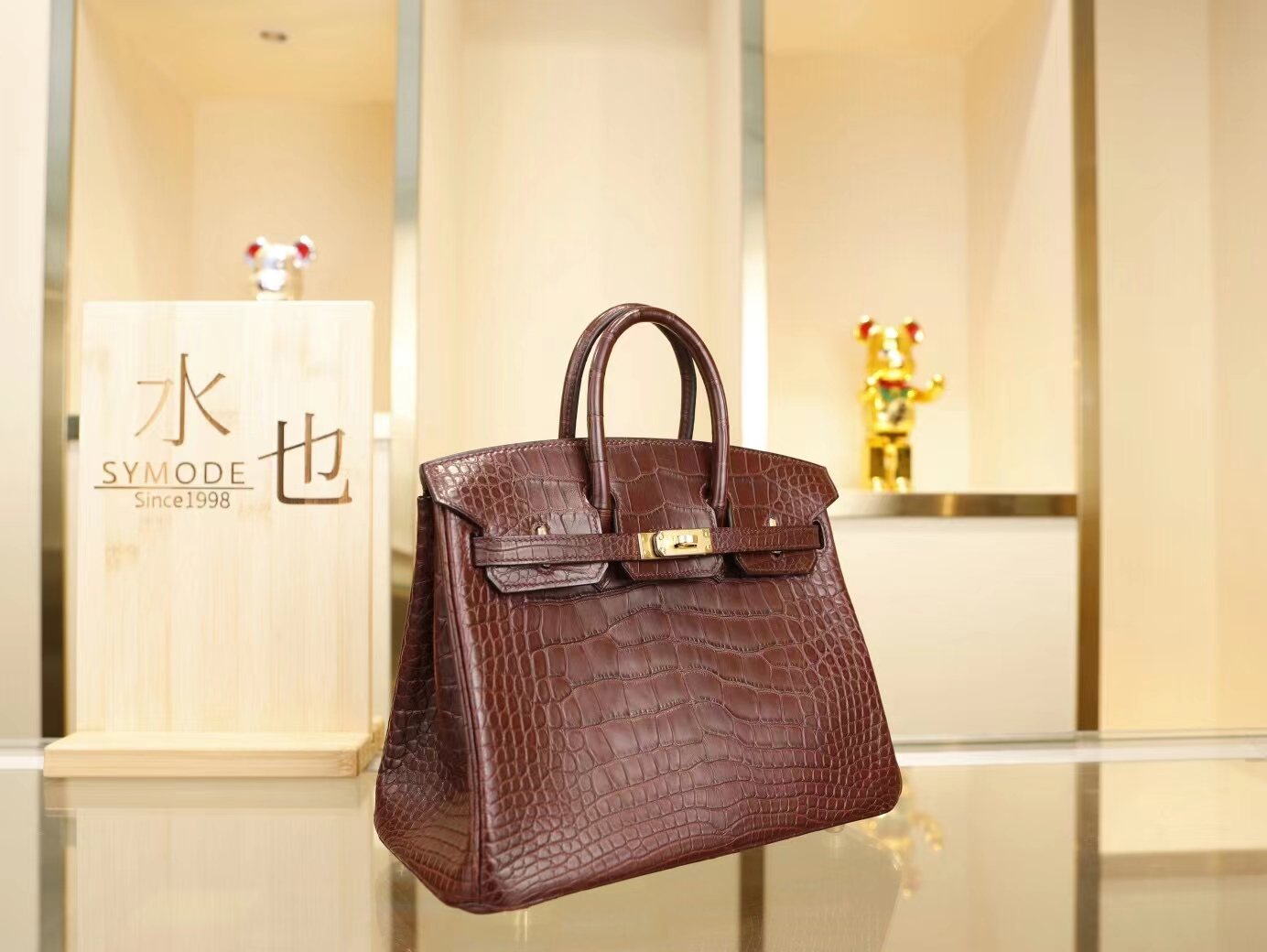 Hermes Birkin25CM 爱马仕CK57波尔多酒红 雾面倒v野生鳄鱼皮铂金包 金扣