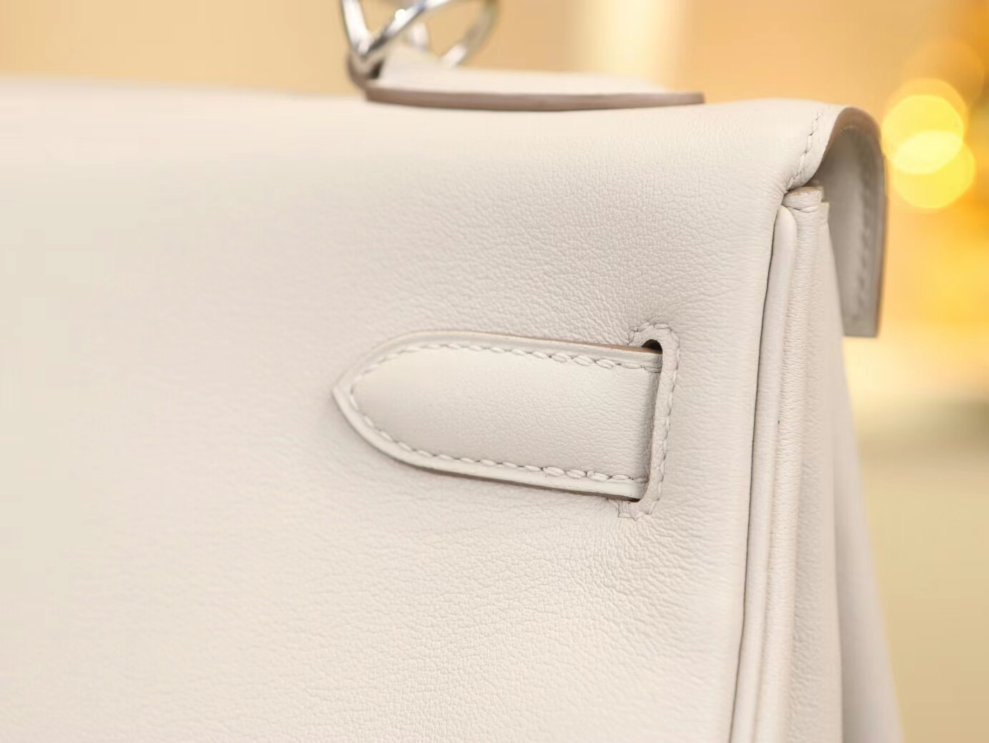 爱马仕包包定制 Hermes Kelly32CM 80珍珠灰Swift小牛皮凯莉包 银扣