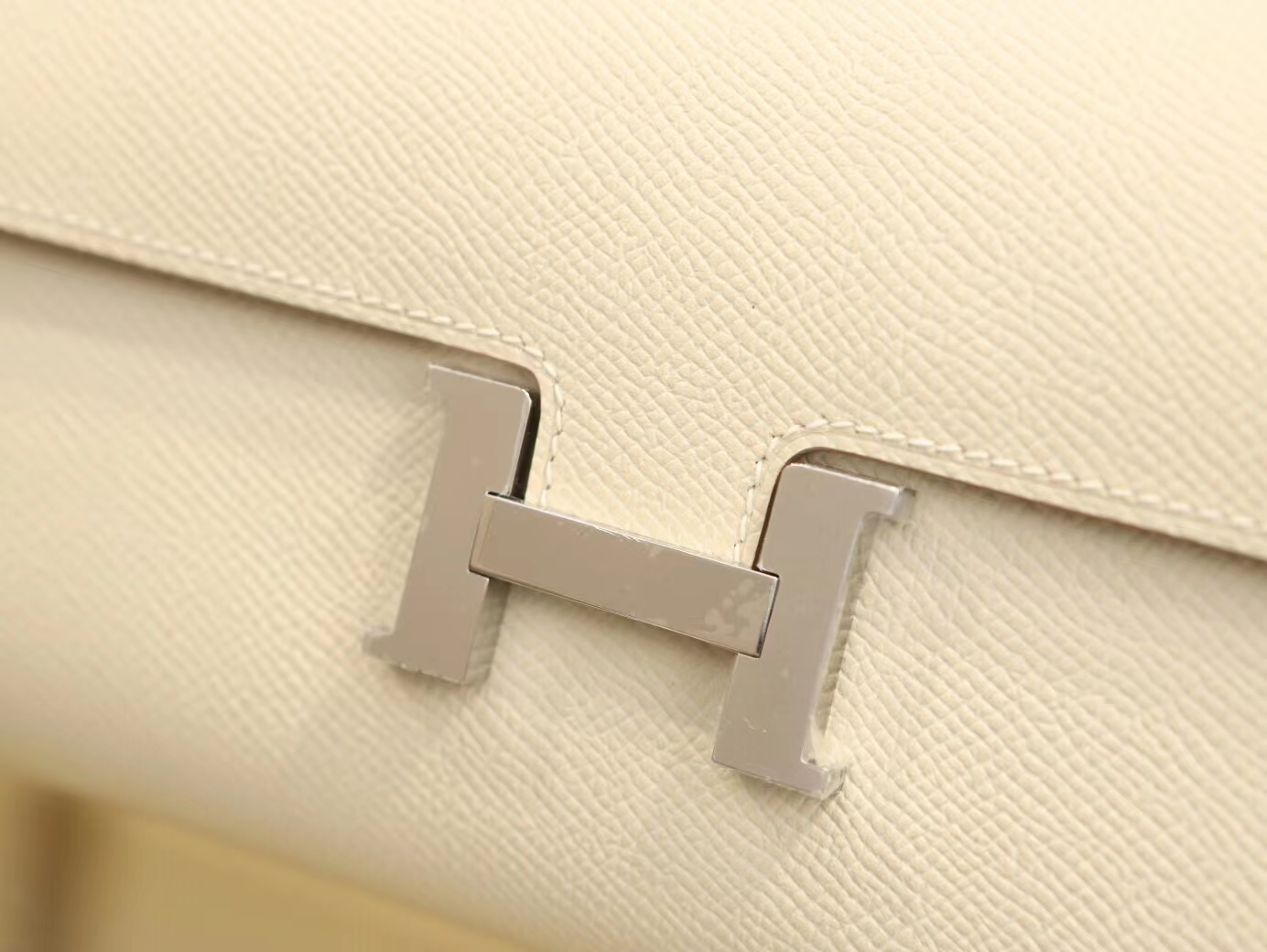Hermes Constance to go 爱马仕奶昔白Epsom牛皮康斯坦斜挎包钱包 银扣