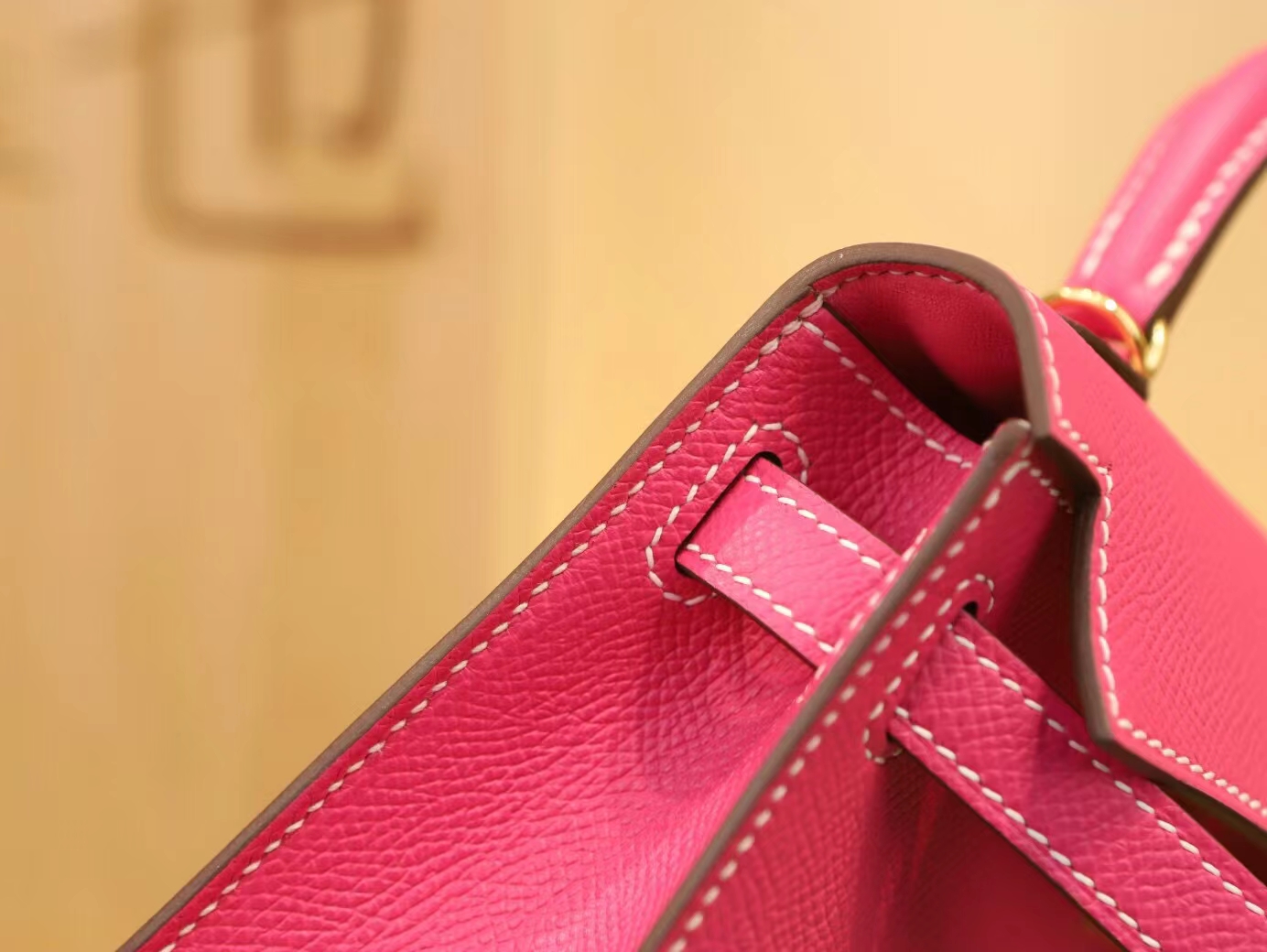 爱马仕包包货源 Hermes E5糖果粉Epsom掌纹牛皮迷你凯莉包二代Mini Kelly19CM