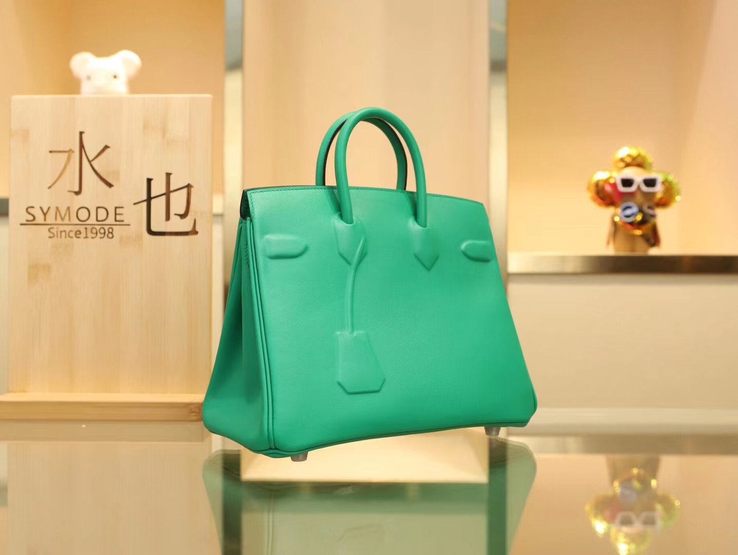 爱马仕浮雕铂金包 Hermes Birkin Shadow 25CM 6W薄荷绿牛皮 银扣