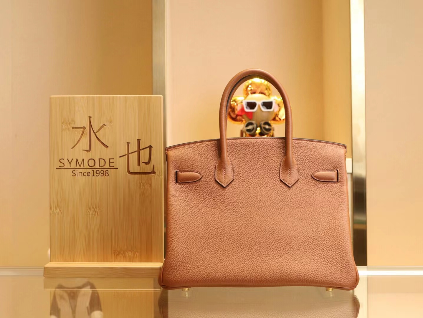 Symode Hermes爱马仕4i栗子棕内拼8v罂粟橘Togo皮铂金包Birkin30CM 金扣