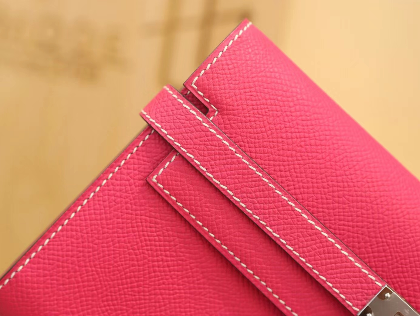Symode爱马仕Hermes 糖果粉E5 Rose tyrien Epsom皮Kelly凯莉长款钱包