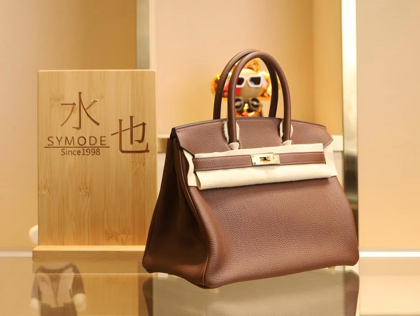 Hermes Birkin30CM 爱马仕4G焦糖色Brulee Togo皮铂金包手提女包 金扣
