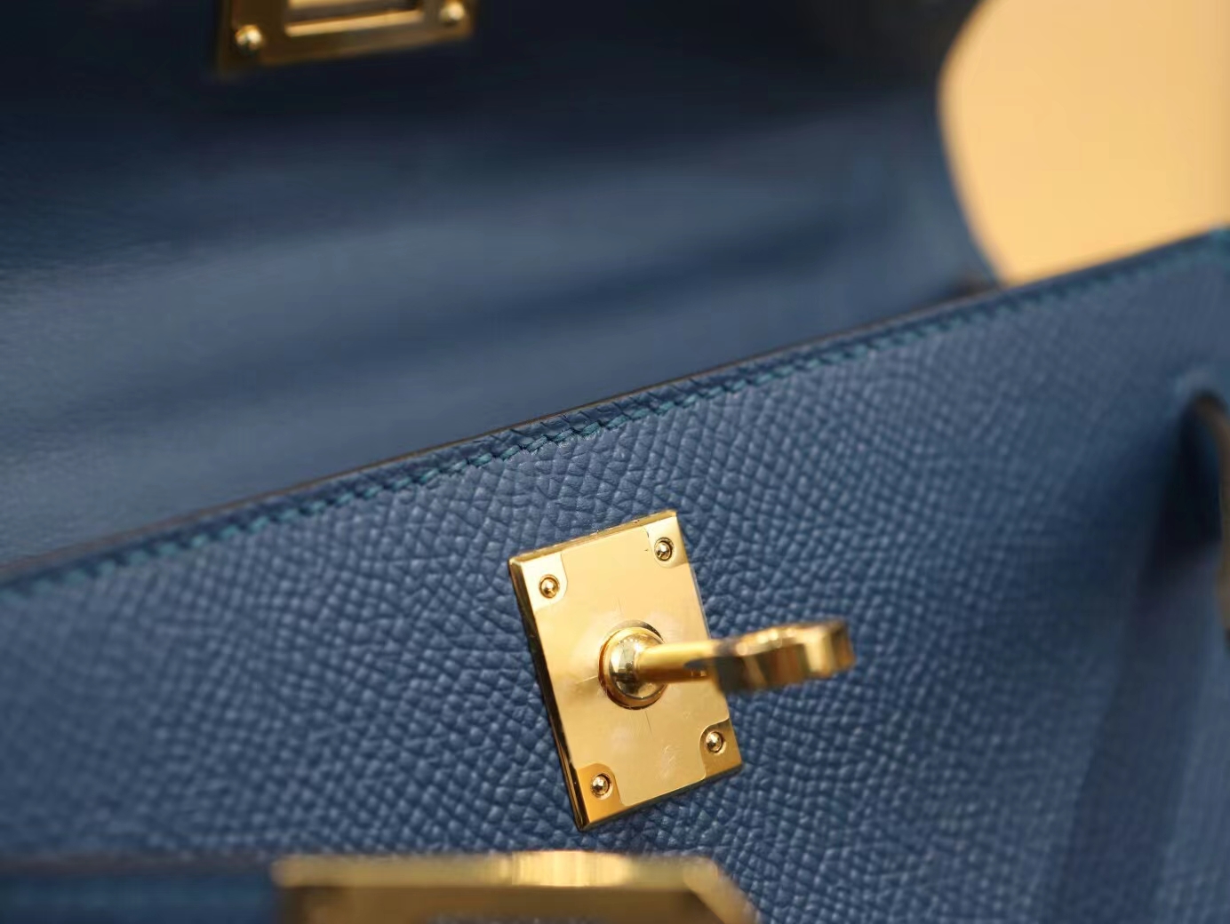 水也名品 Hermes Mini Kelly19CM 爱马仕S4深邃蓝Epsom皮迷你凯莉包二代