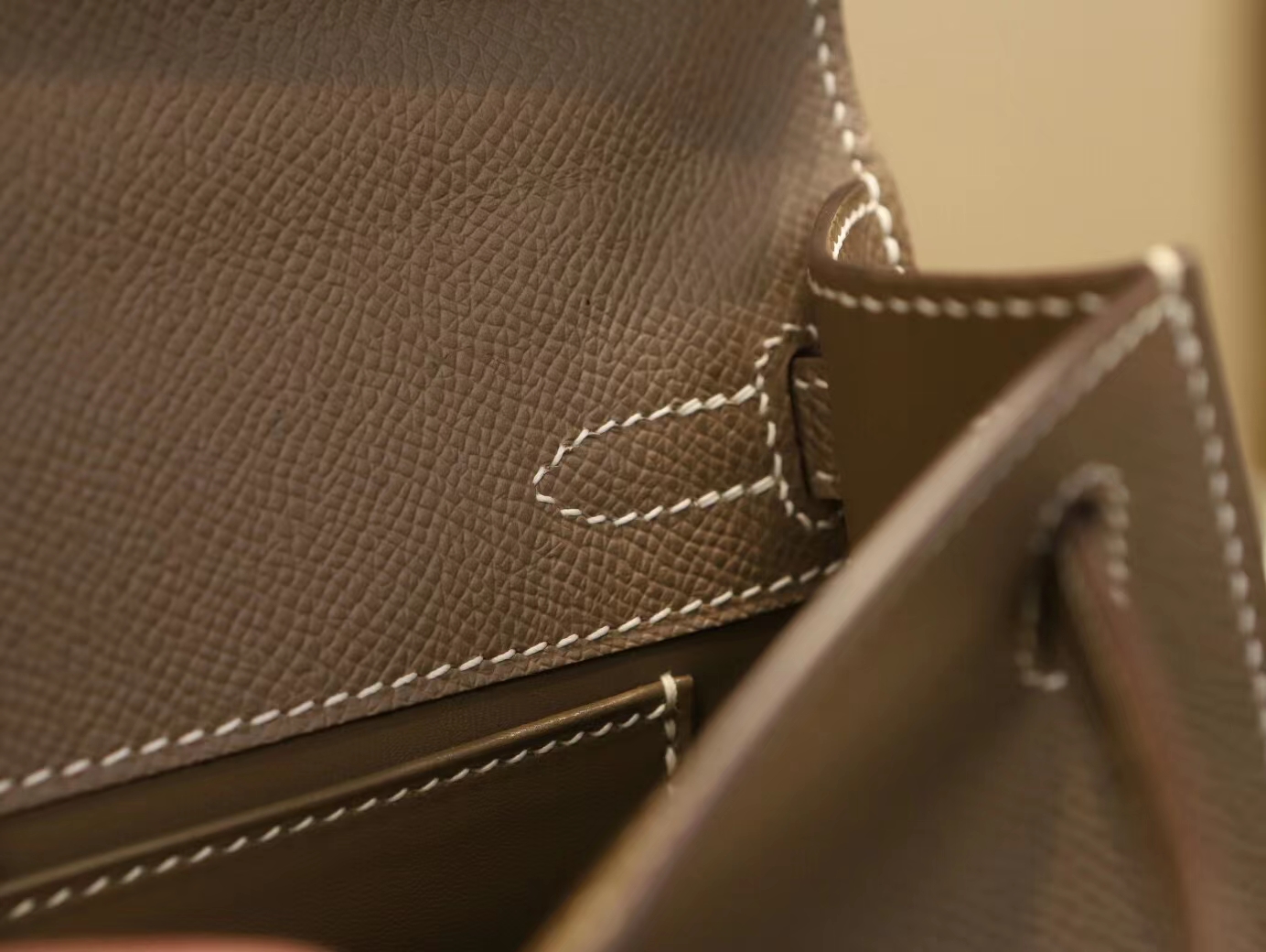 Symode爱马仕Hermes Mini Kelly Pochette22cm 18大象灰Epsom皮 金扣