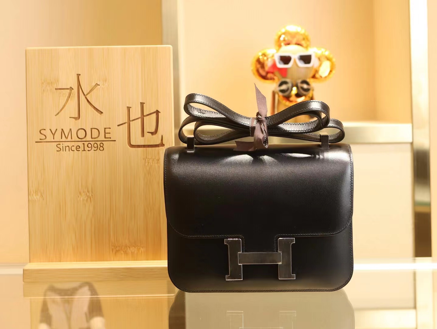 水也名品 Hermes Constance24CM 爱马仕黑色Noir Box皮康斯坦包 银扣